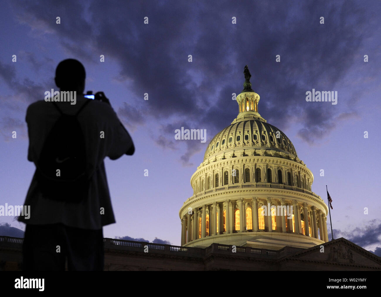 A Passerby Makes A Photograph As The Us Senate Continued To Meet