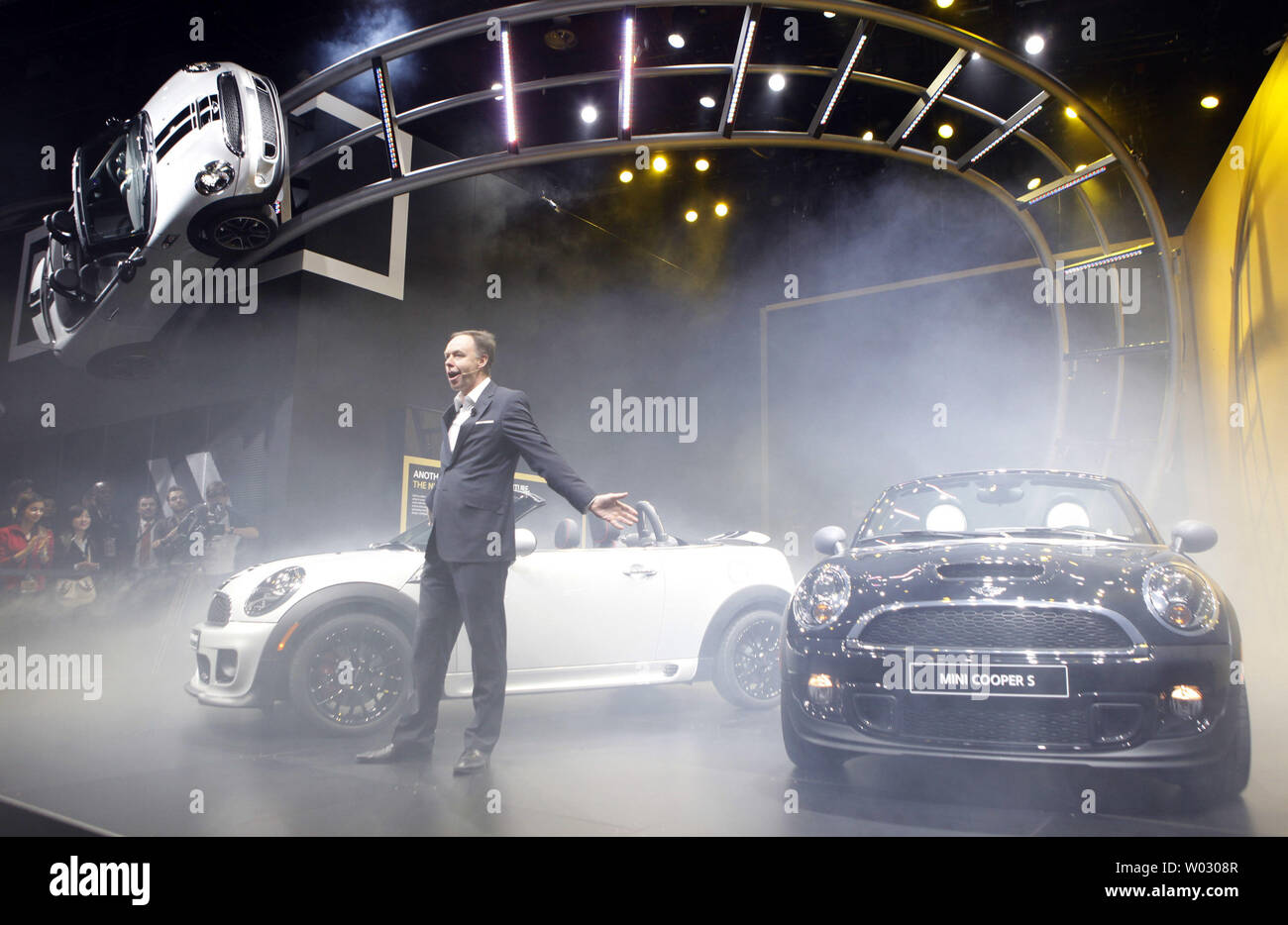 Ian Robertson, BMW board member in charge of Sales and Marketing, introduces the new MINI Roadster at the 2012 North American International Auto Show at the Cobo Center in Detroit, January 9, 2012. UPI/Mark Cowan Stock Photo