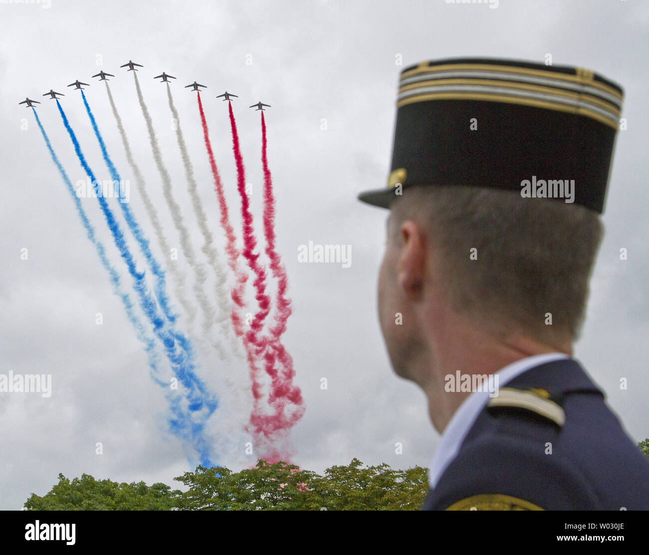 French Lieutenant-colonel Pascal Le Testu watches military aircraft ...