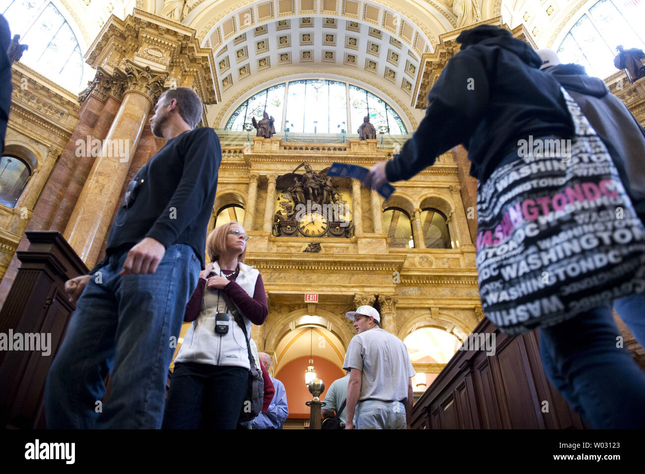 Members of the public tour the Main Reading Room during an open house at the Library of Congress in Washington, DC on October 8, 2012.  UPI/Kevin Dietsch Stock Photo