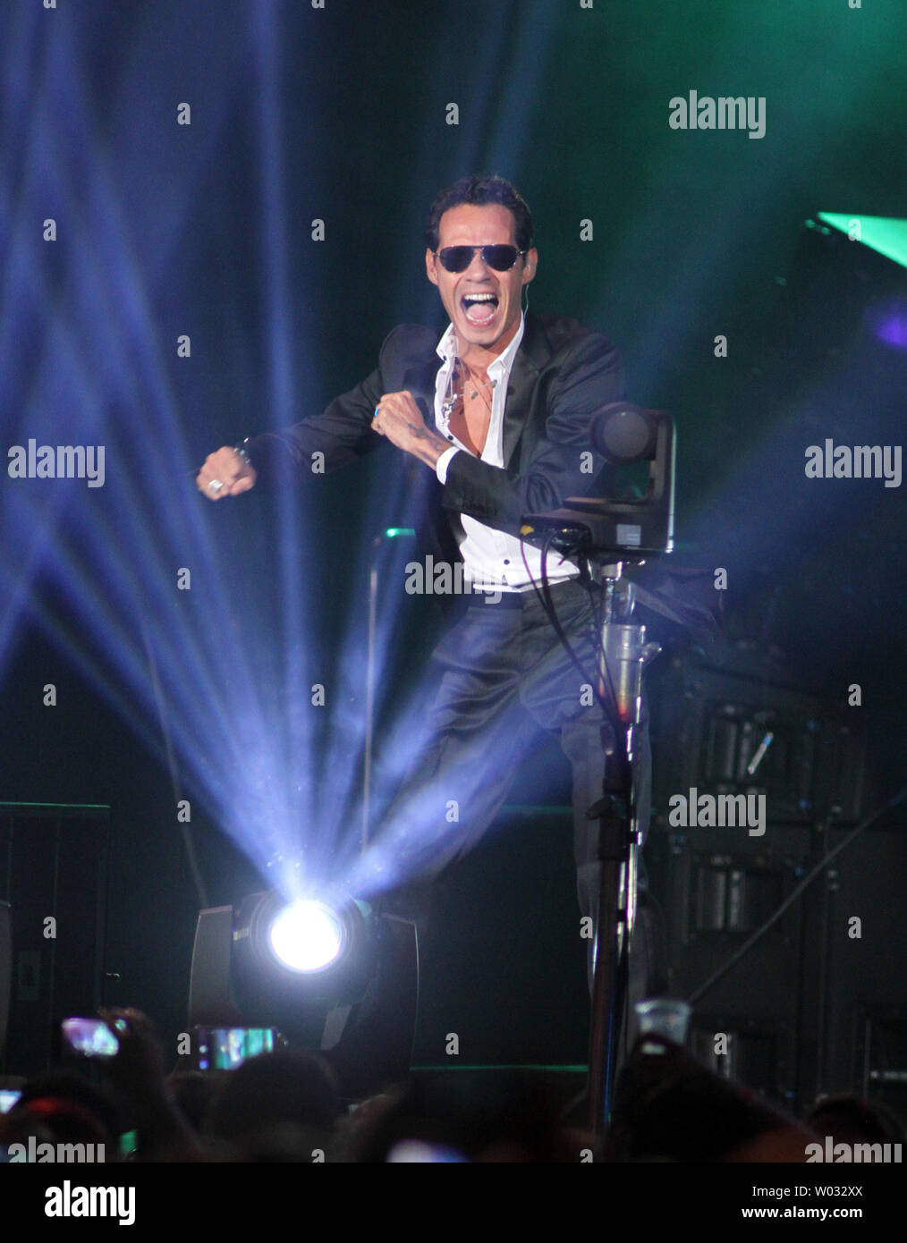 Marc Anthony performs in concert at the American Airlines Arena in Miami on August 23, 2013. UPI/Michael Bush Stock Photo
