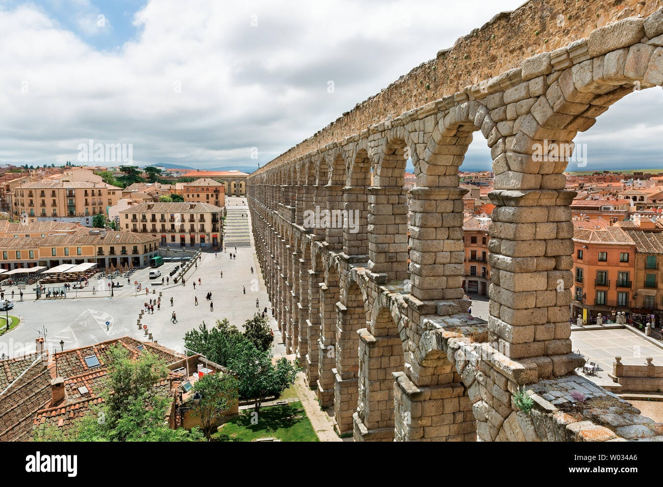 Beautiful, Roman Aqueduct in Segovia Spain Stock Photo