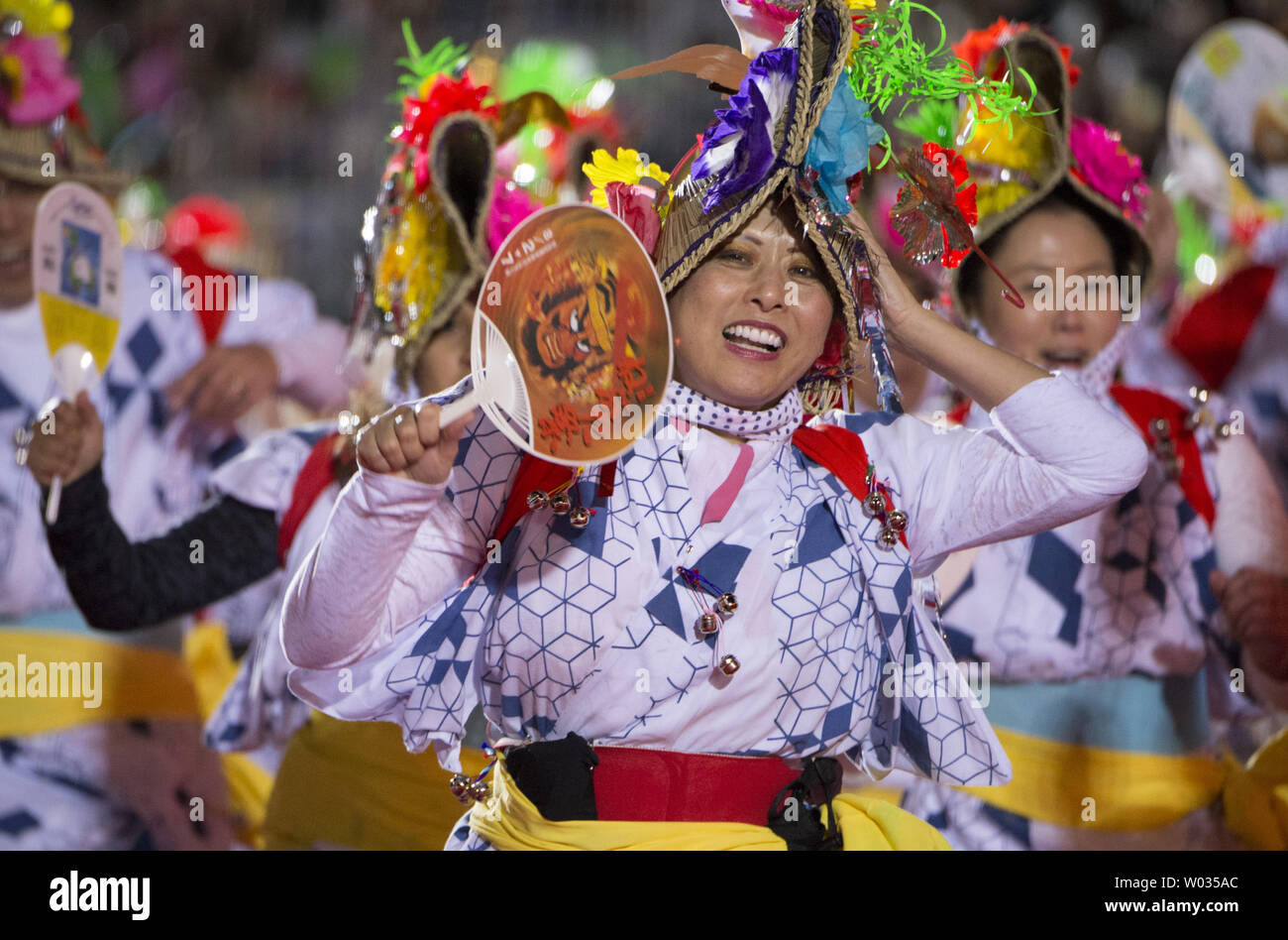 Nebuta Festival performers are seen in the 84th Annual Hollywood Christmas Parade held in the Hollywood area of Los Angeles on November 29, 2015. Photo by Phil McCarten/UPI Stock Photo