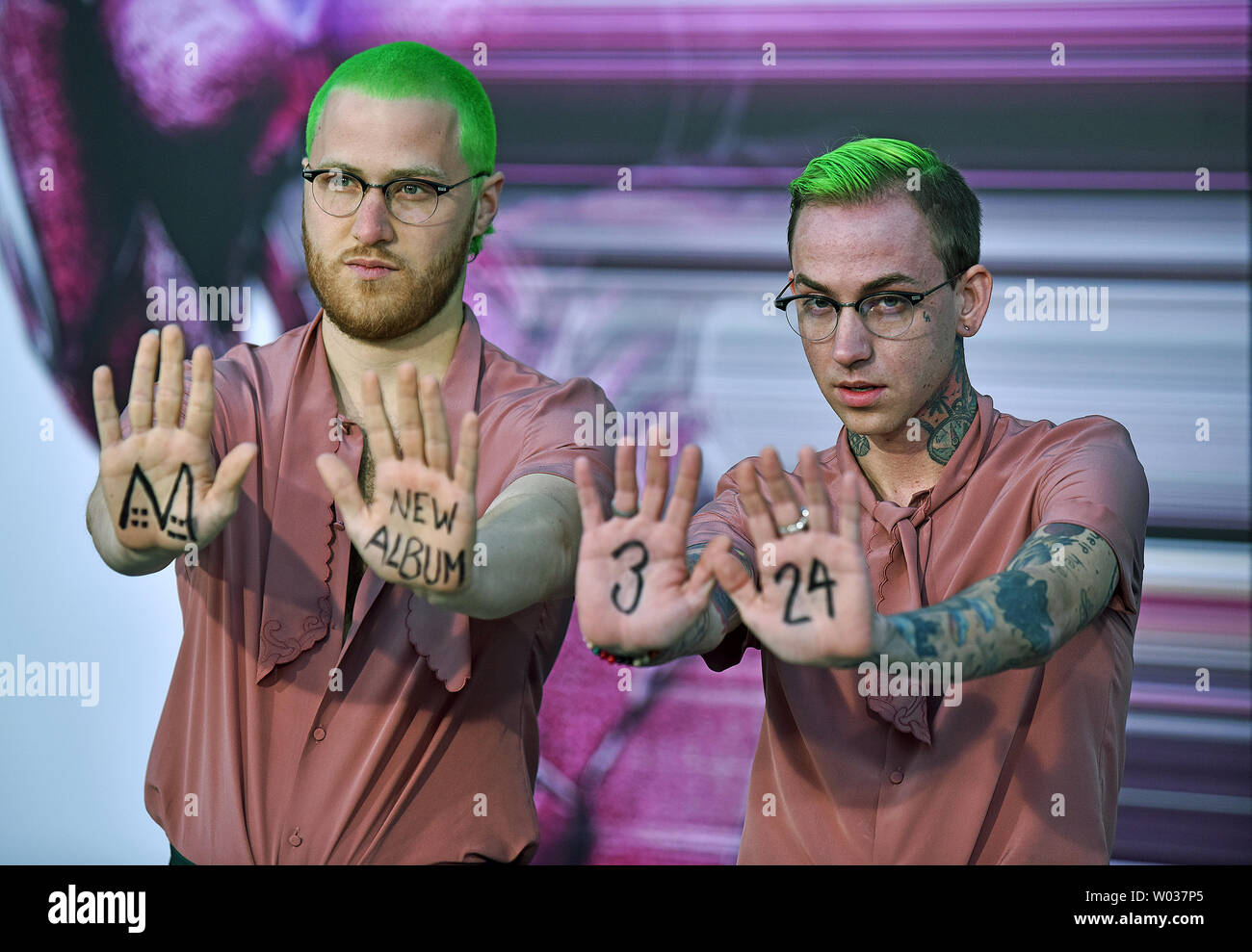 Mike Posner and Blackbear attend the "Power Rangers" premiere at the
