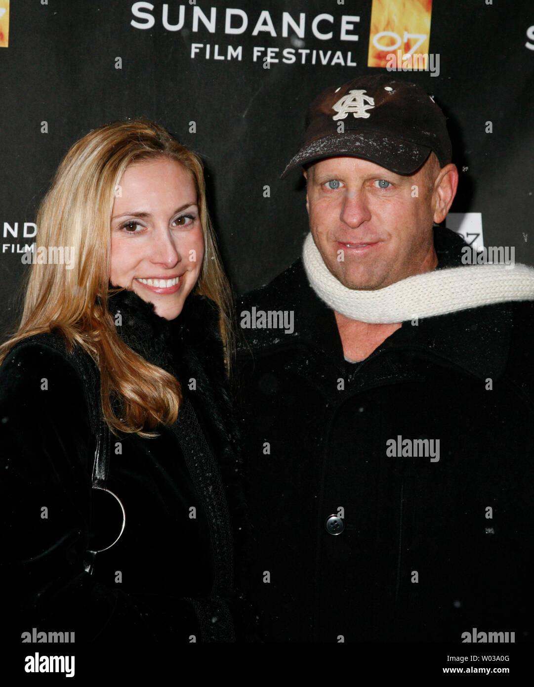 Actress Jana Thompson and actor Gavin Grazer arrive for a screening of  their film "Slipstream" at the Library Center Theatre during the Sundance  Film Festival in Park City, Utah on January 20,