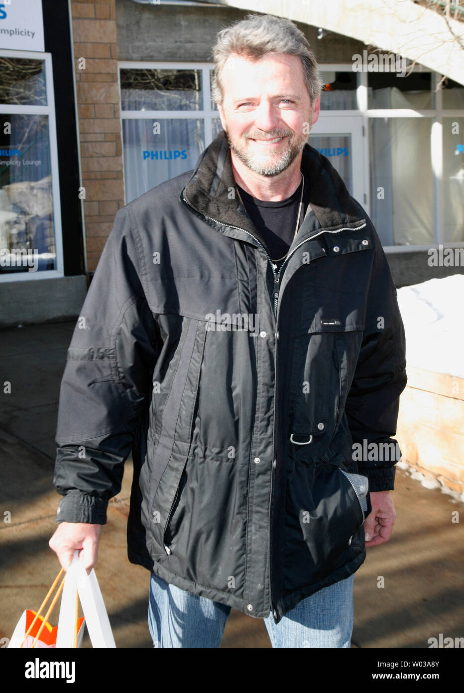 Actor Aidan Quinn stops by the gifting suites on Main Street during the Sundance Film Festival in Park City, Utah on January 23, 2007.   (UPI Photo/David Silpa) Stock Photo