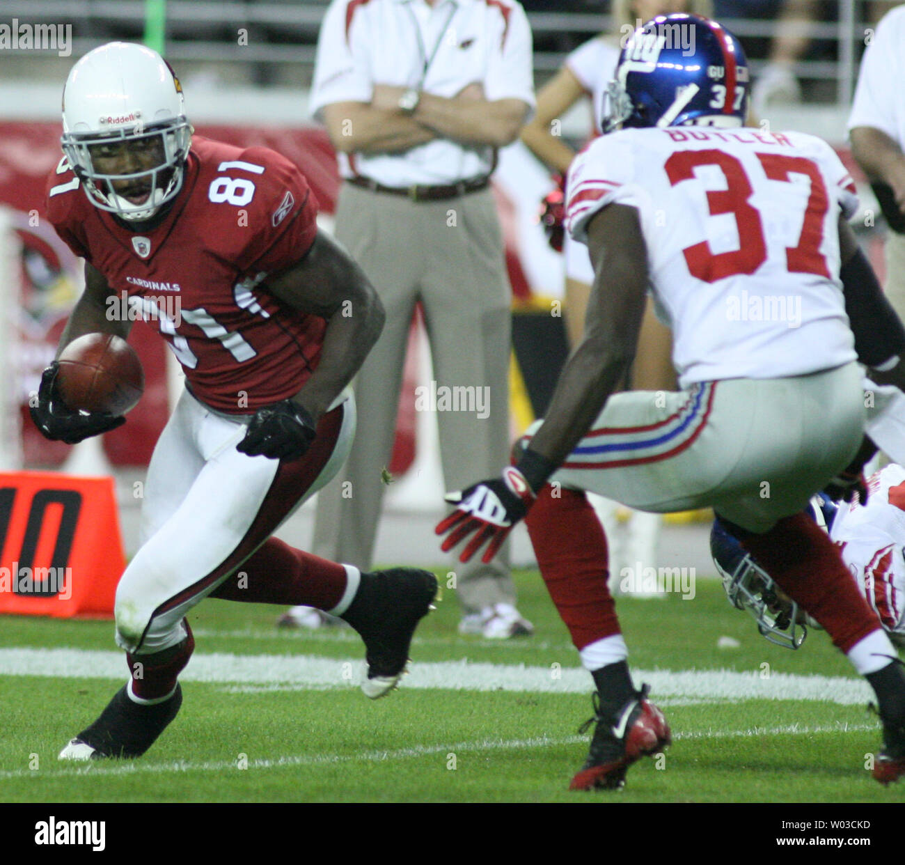 Arizona Cardinals' wide receiver Anquan Boldin goes up to catch a