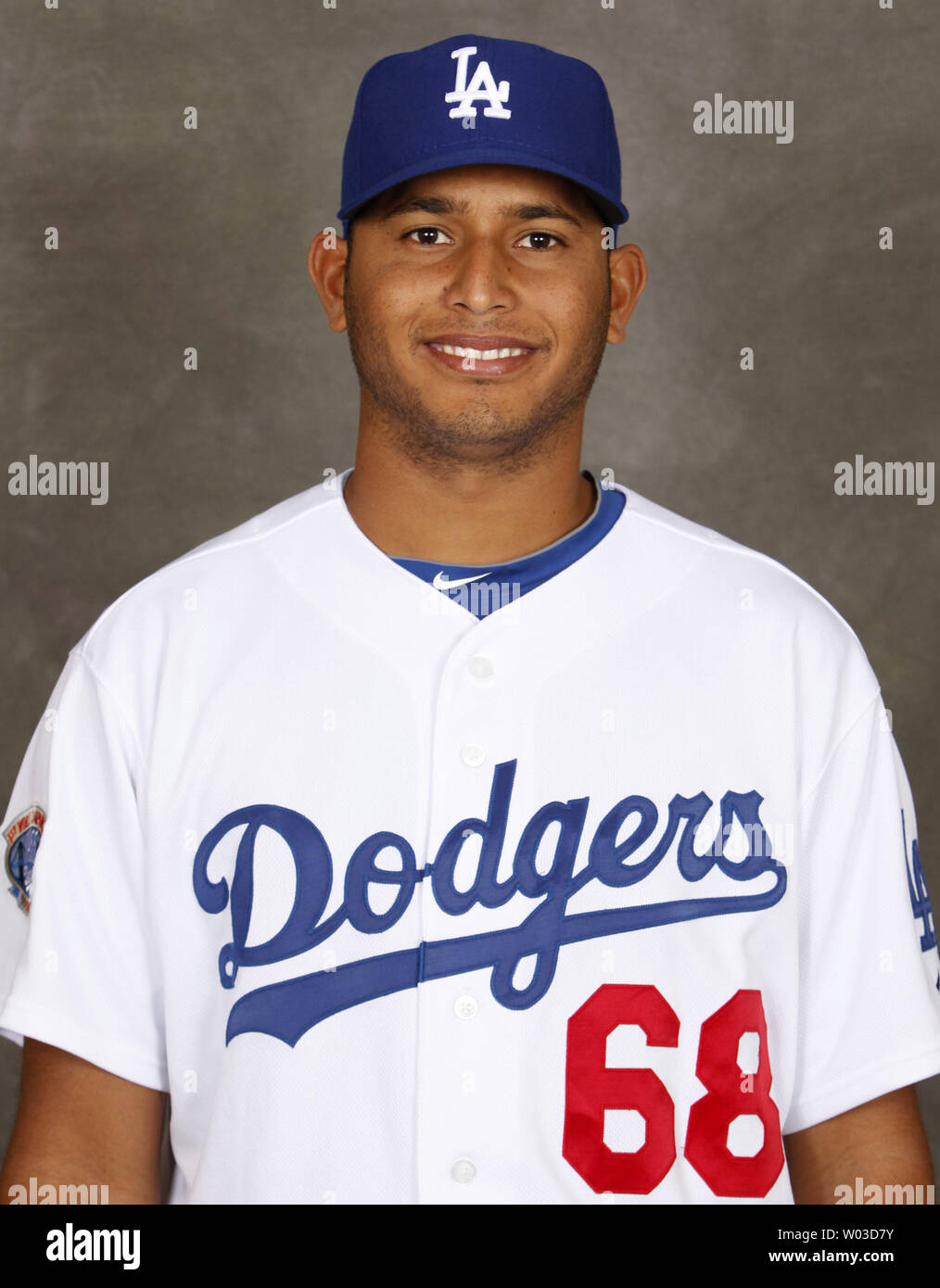 Los Angeles Dodgers right handed pitcher Carlos Monasterios at photo day in Glendale, AZ February 27,2010. UPI/Art Foxall Stock Photo