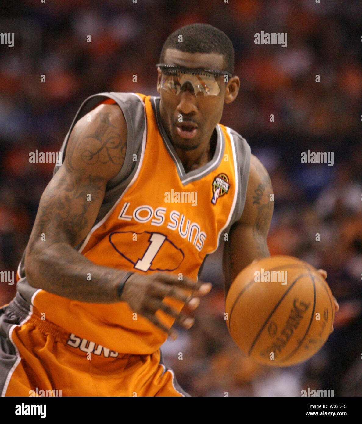 Phoenix SunsAmare Stoudemire wears the Los Suns jersey which is indicative of the immigration controversy in Arizona during the first  quarter of  Game 2 of the second round of the NBA Western Conference Playoffs at the US Airways Center, in Phoenix, AZ, May 5,2010.   UPI/Art Foxall Stock Photo