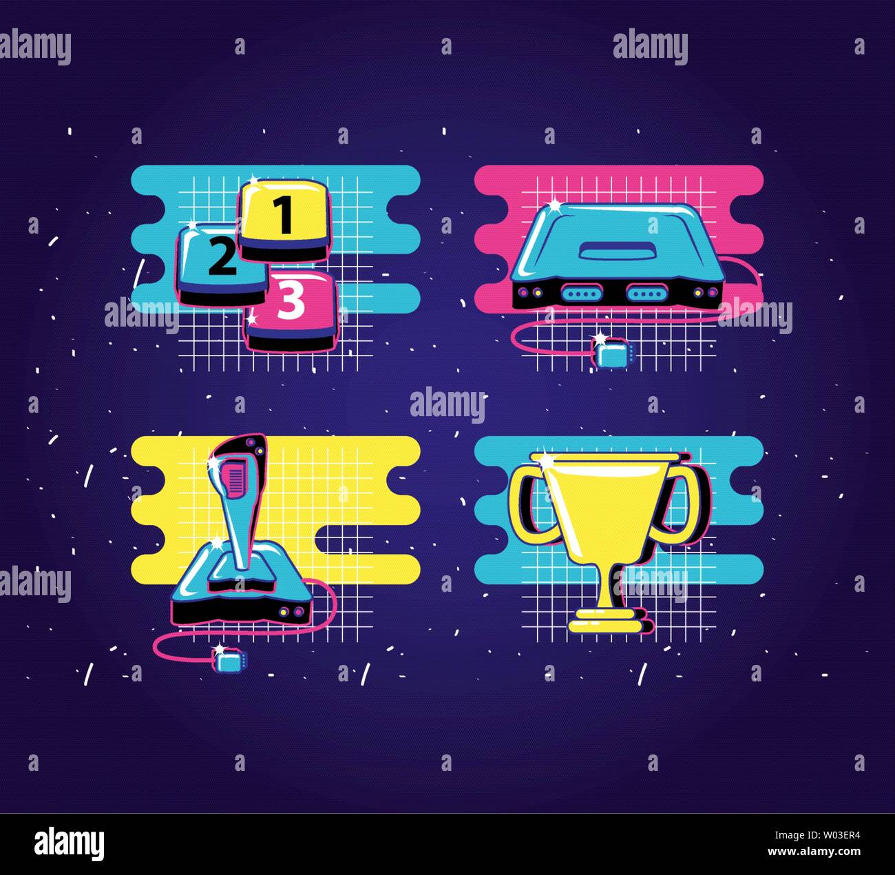 set icons of devices video game retro style vector illustration design ...