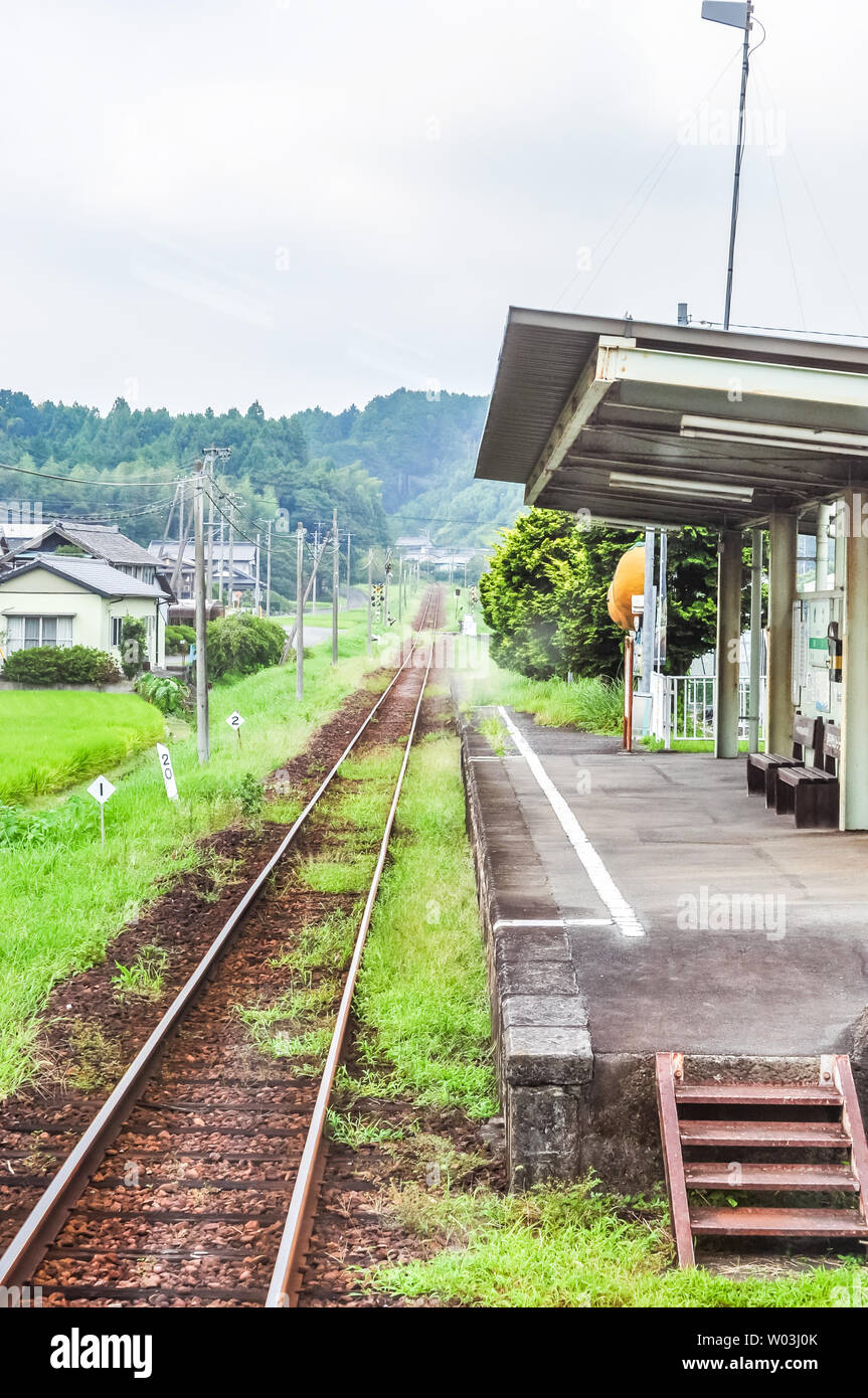 Scenery of rural railway tracks in Japan Stock Photo Alamy