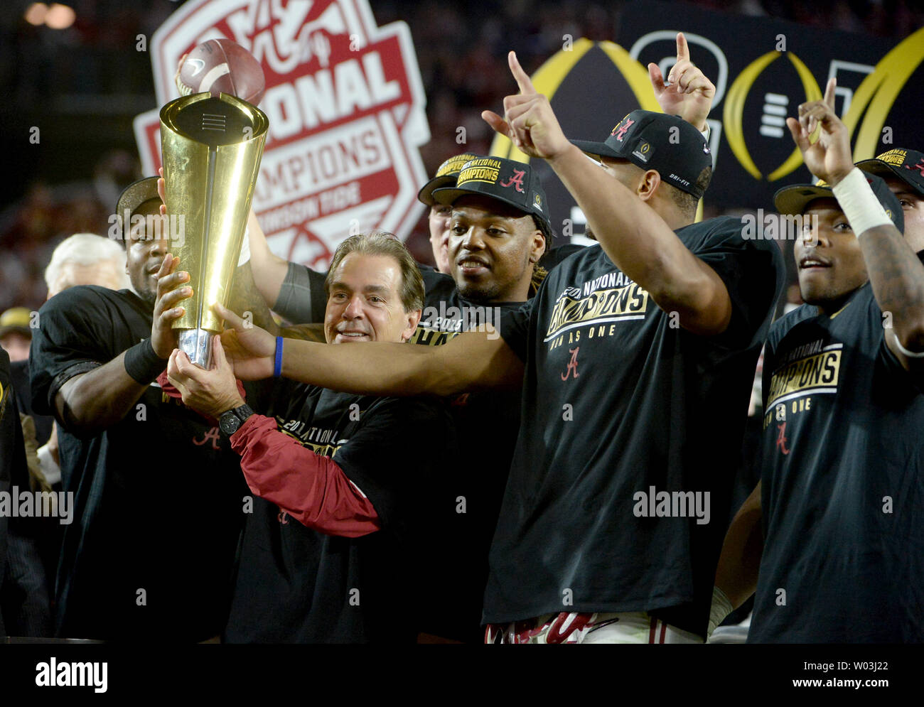 Alabama Crimson Tide Coach Nick Saban Is Surrounded By His