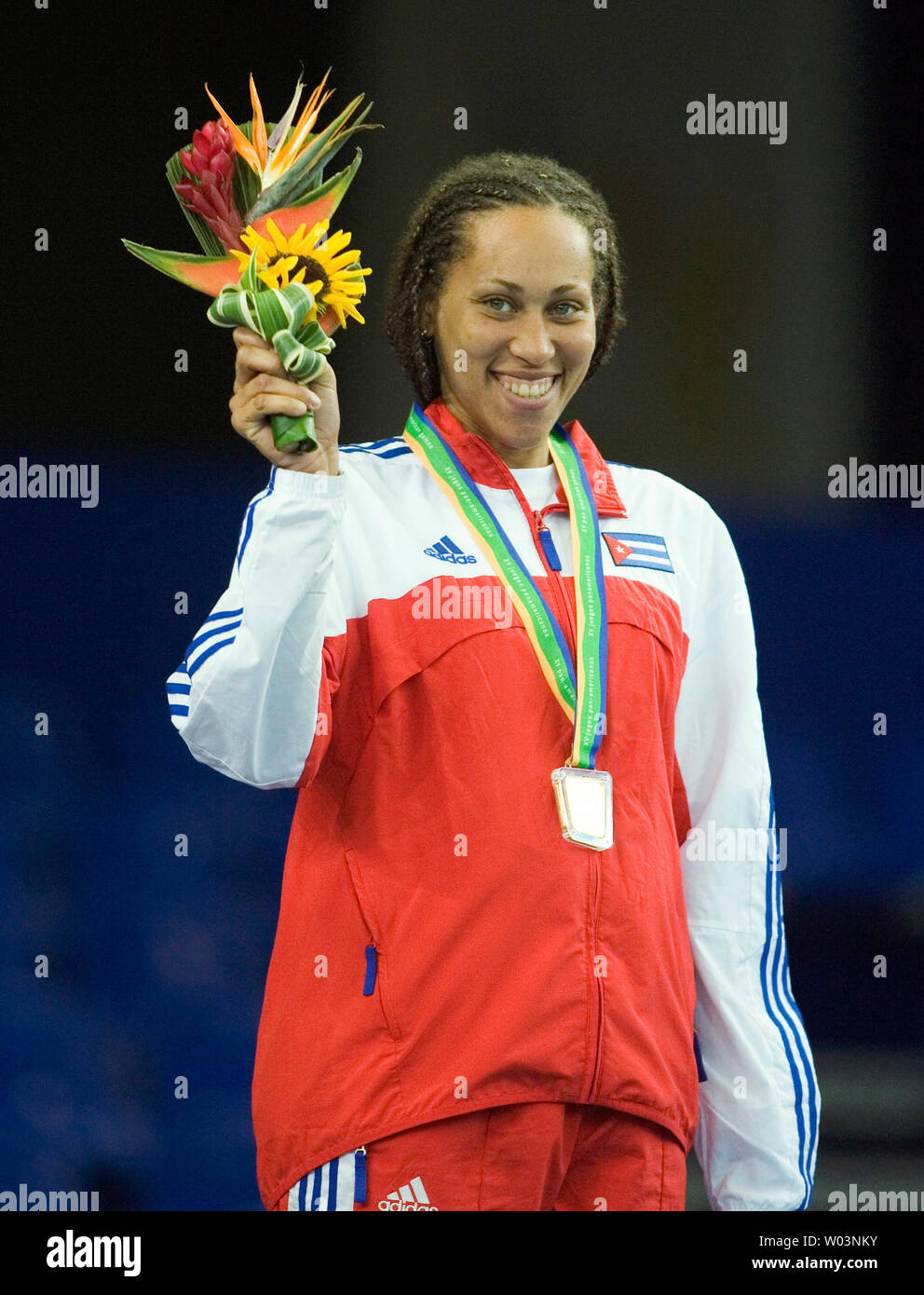 Cuba's Mailyn Gonzalez celebrates her gold medal won in women's final
