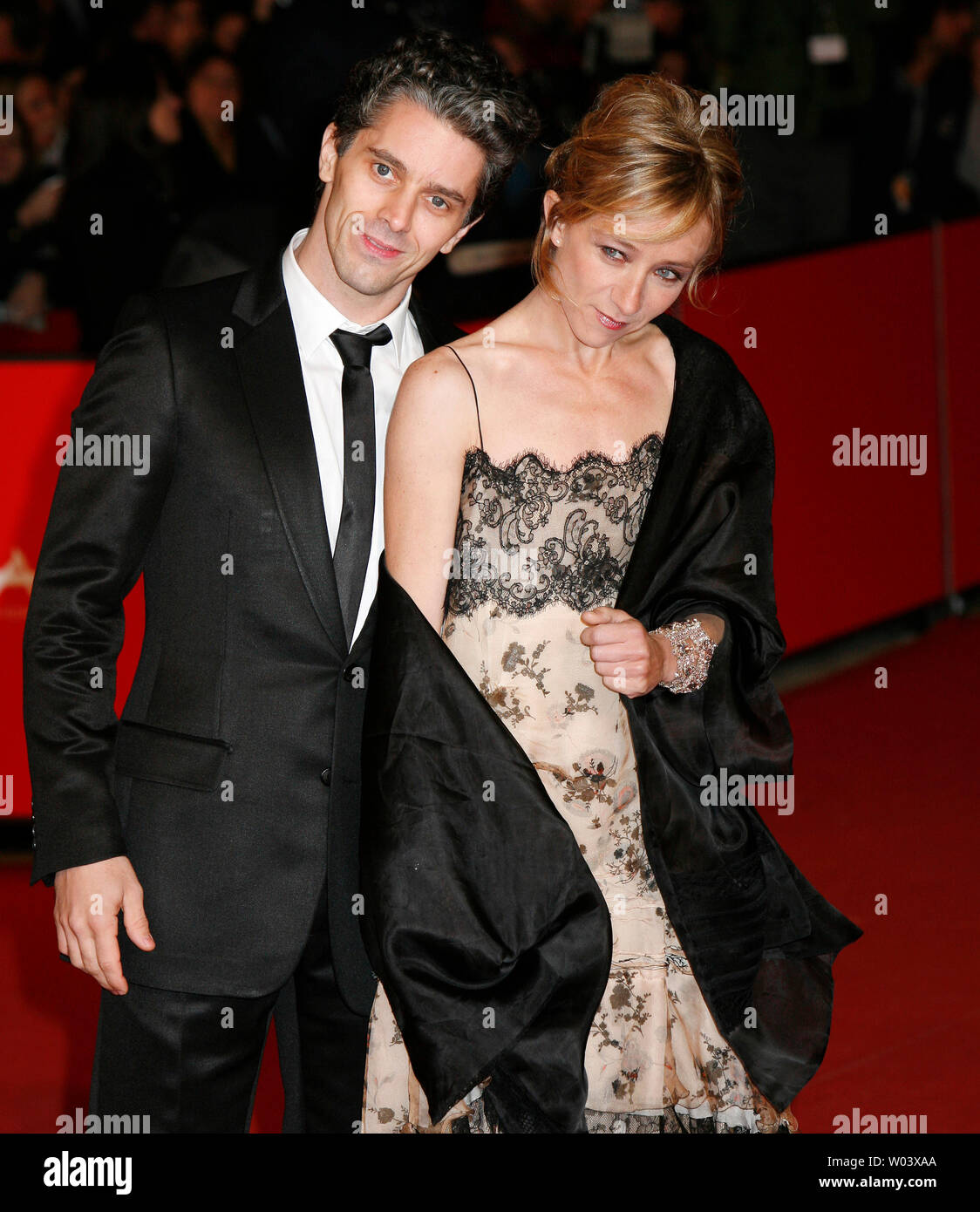 Actor James Thierree and actress Sylvie Testud arrive on the red carpet at the Rome Film Festival in Rome on October 21, 2007.  Thierree and Testud are in Rome with their film 'Ce que mes yeux ont vu'.   (UPI Photo/David Silpa) Stock Photo