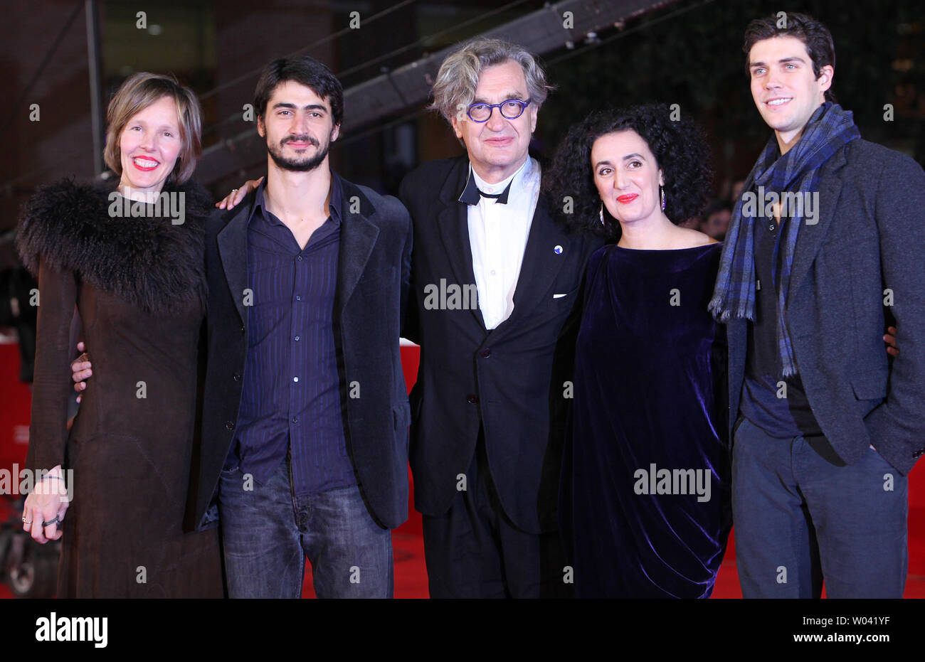 (From L to R) Donata Wenders, Damiano Ottavio Bigi, Wim Wenders, Cristiana Morganti and Roberto Bolle arrive on the red carpet before a screening of the film 'Pina' during the 6th Rome International Film Festival in Rome on October 31, 2011.   UPI/David Silpa Stock Photo