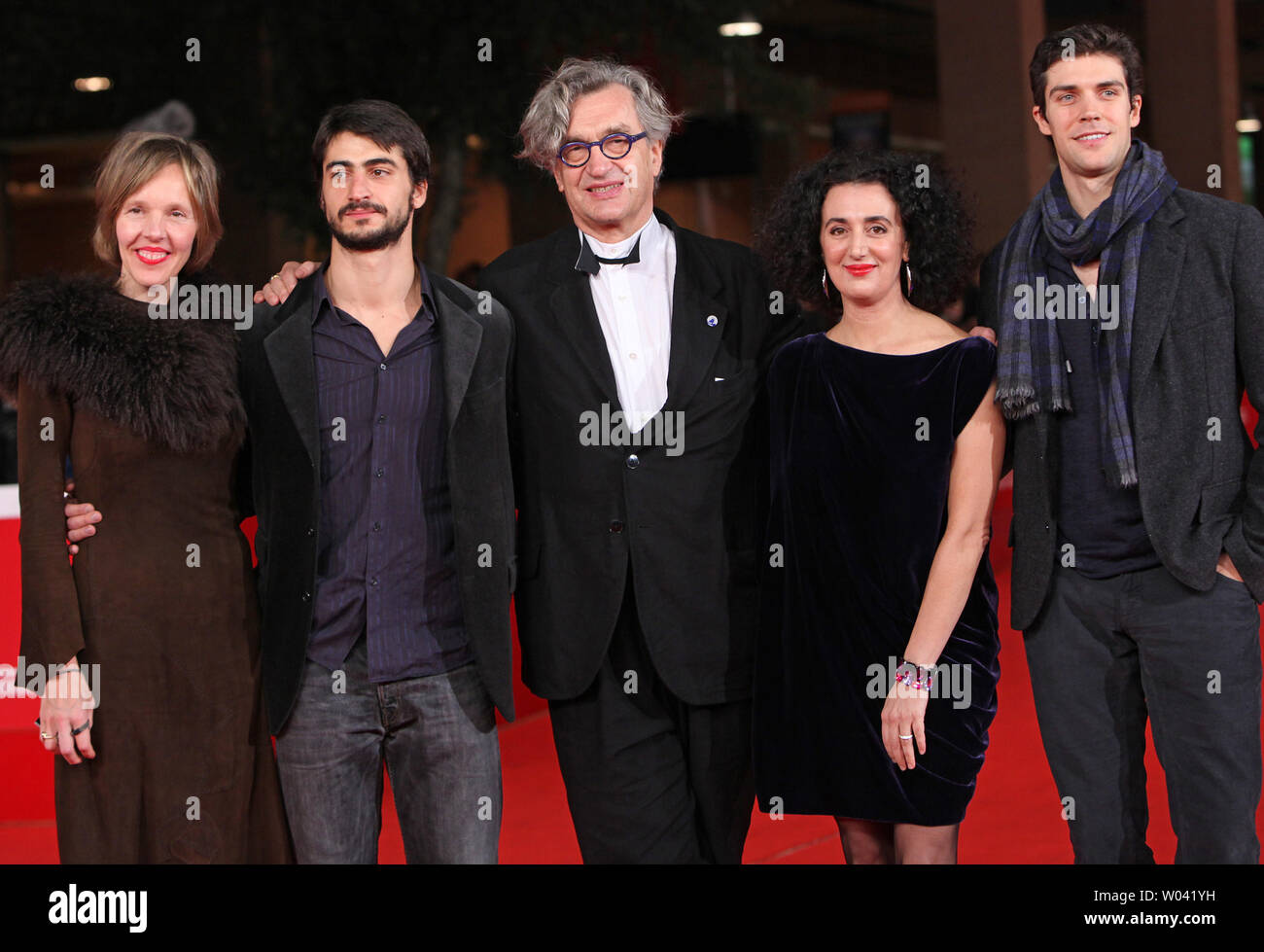(From L to R) Donata Wenders, Damiano Ottavio Bigi, Wim Wenders, Cristiana Morganti and Roberto Bolle arrive on the red carpet before a screening of the film 'Pina' during the 6th Rome International Film Festival in Rome on October 31, 2011.   UPI/David Silpa Stock Photo