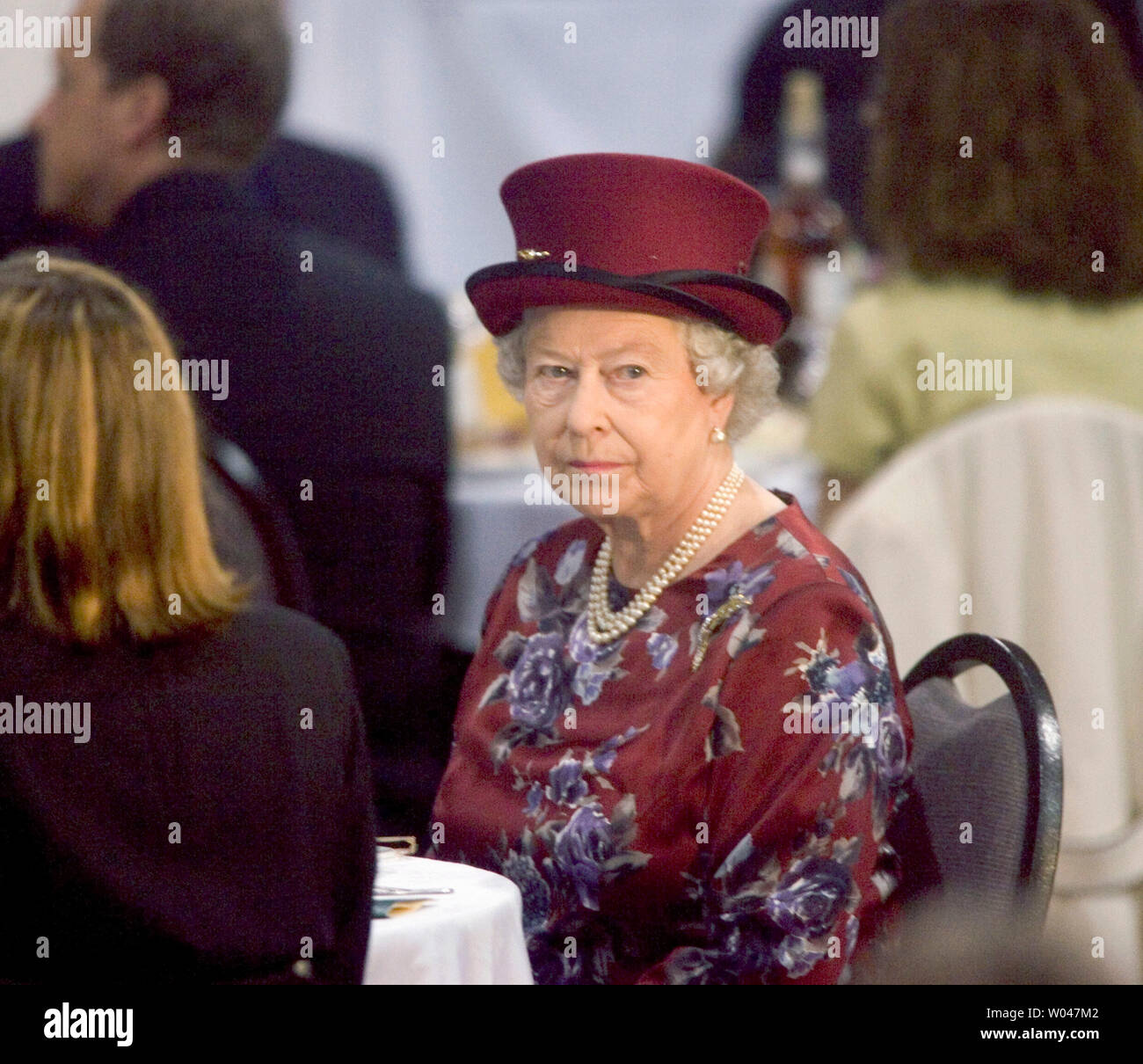 Queen Elizabeth of Great Britain attends a luncheon in the town of