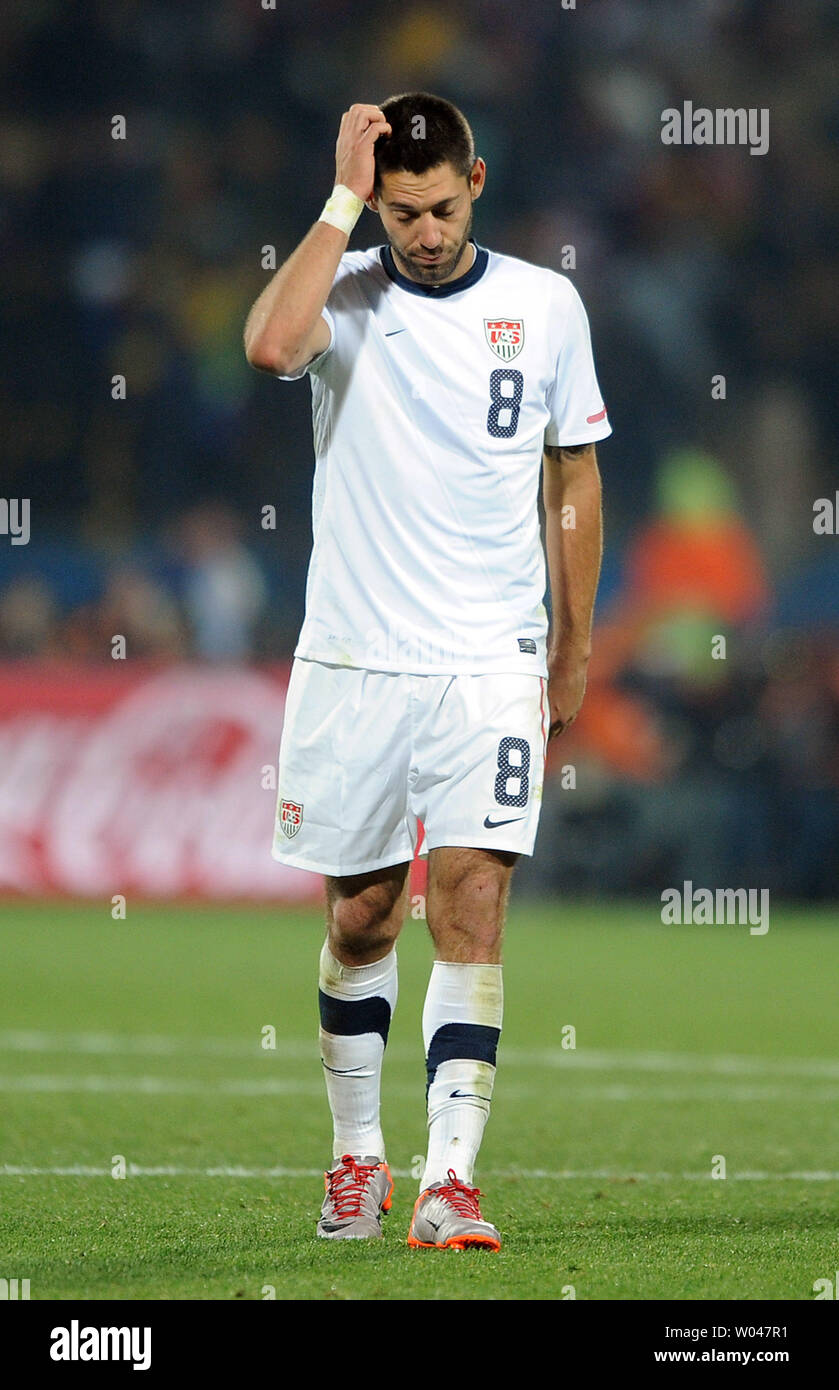 Clint Dempsey of USA looks dejected during the Round of 16 match at the Royal Bafokeng Stadium in Rustenburg, South Africa on June 26, 2010. UPI/Chris Brunskill Stock Photo