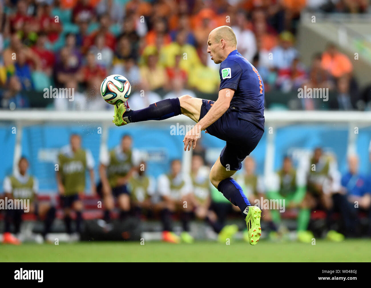Arjen Robben. Salvador BA 3 jun 2014. Holanda VS Espanha ( jogo 03 ) Spain v  Holland. World Cup 2014. Fonte Nova stadium, Bahia Stock Photo - Alamy