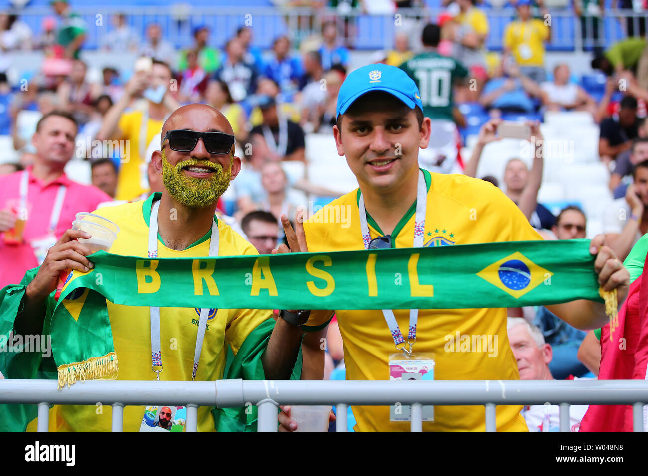 Brazil. 03rd July, 2018. ESP Samara (Russia) 02/07/2018 - Copa do Mundo da  Russia 2018 - Brasil x Mexico no estadio Samara Arena. Foto Alexandre  Cassiano/Agencia O Globo. @cassianocopa Photo via Credit