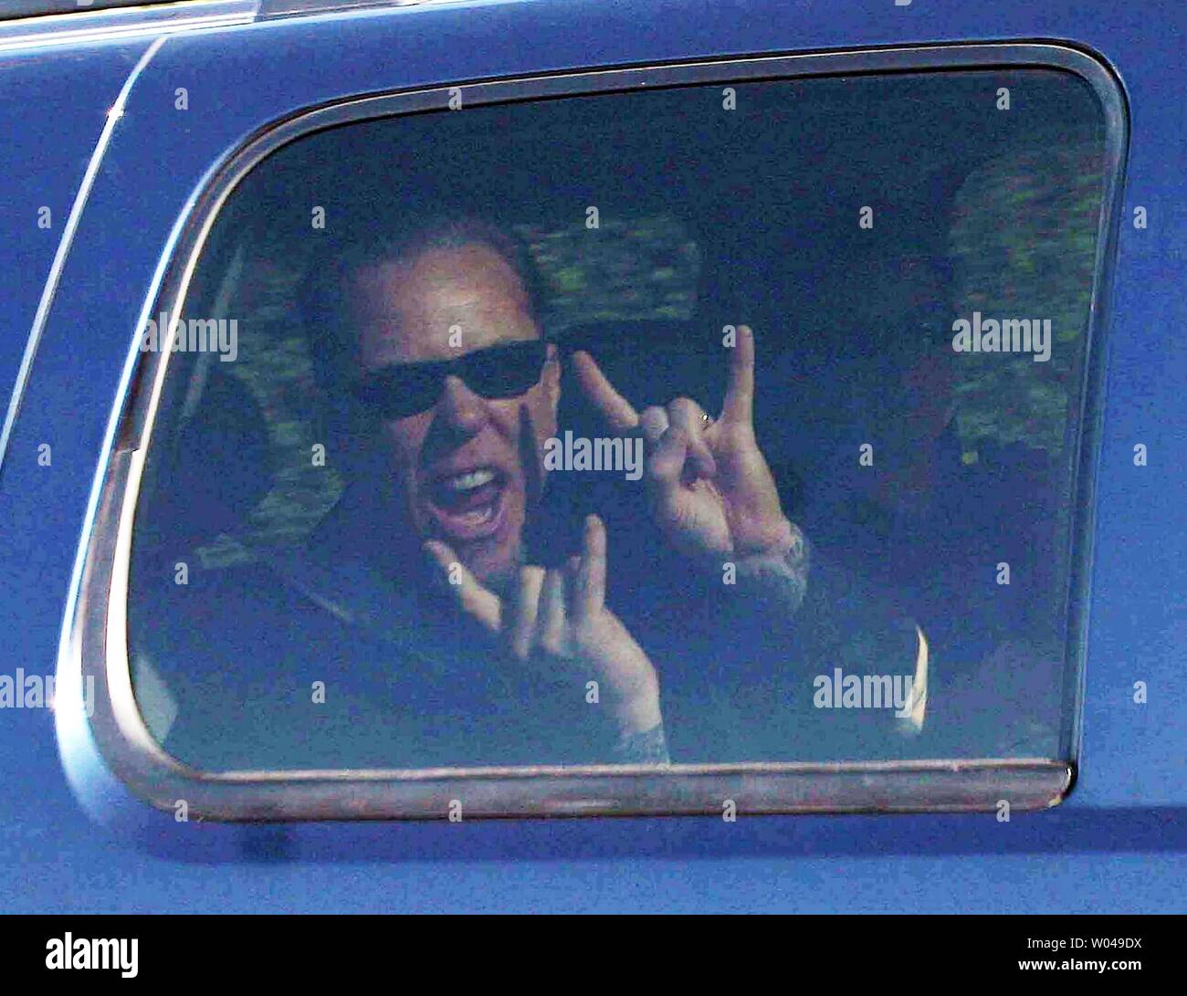 Metallica arrives to perform at the Riding Club in Santiago, Chile on January 26, 2010. UPI/ Jose Luis Muñoz Stock Photo