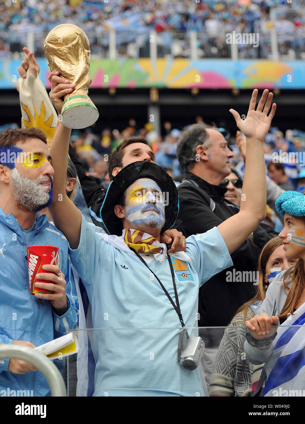 A Uruguay fan supports his team during the 2014 FIFA World Cup Group D match at the Arena Corinthians in Sao Paulo, Brazil on June 19, 2014. UPI/Chris Brunskill Stock Photo