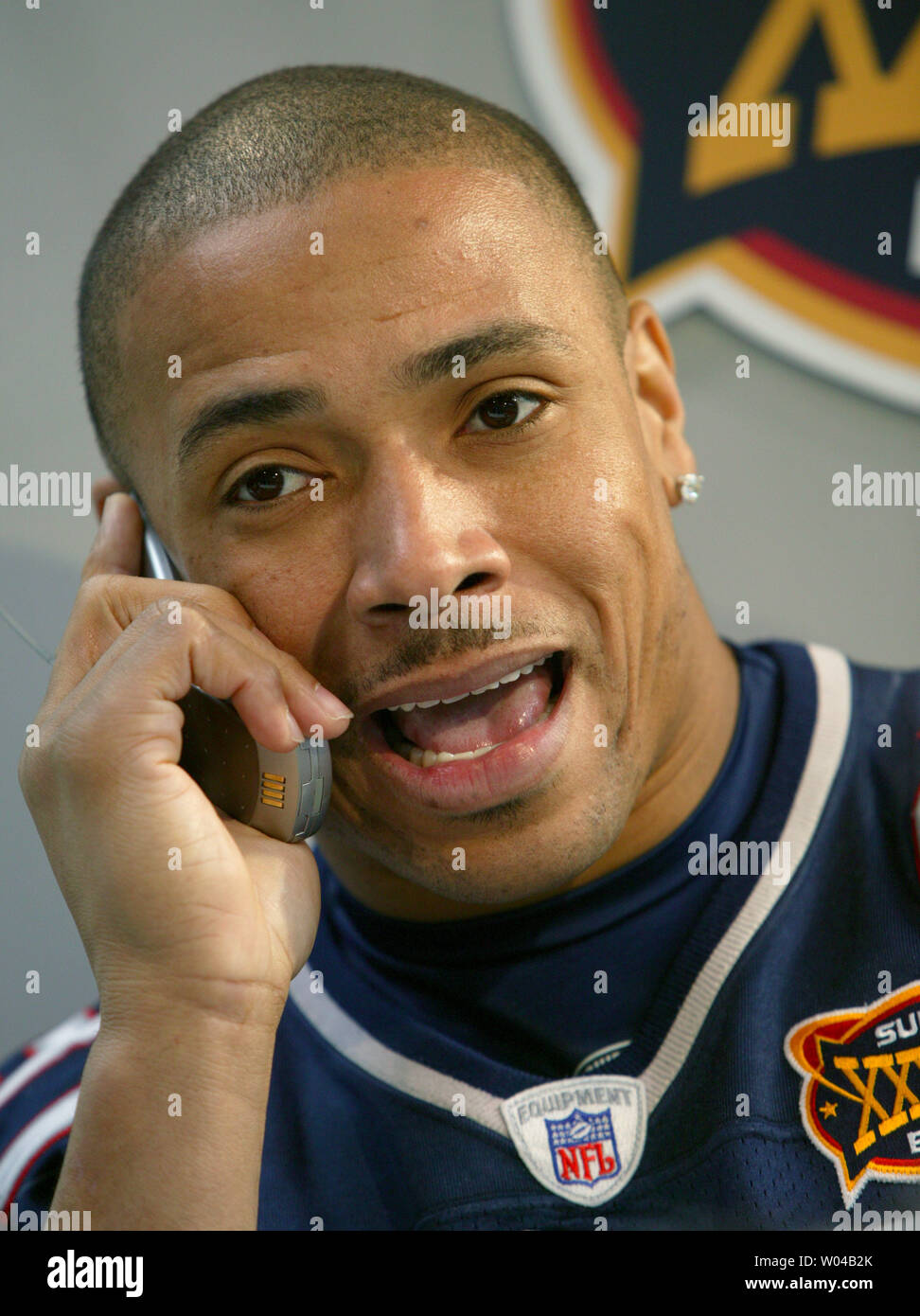 New England Patriots quarterback Tom Brady speaks to the media during Super  Bowl XXXVIII media day on January 27, 2004, at Reliant Stadium in Houston.  (UPI Photo/Terry Schmitt Stock Photo - Alamy