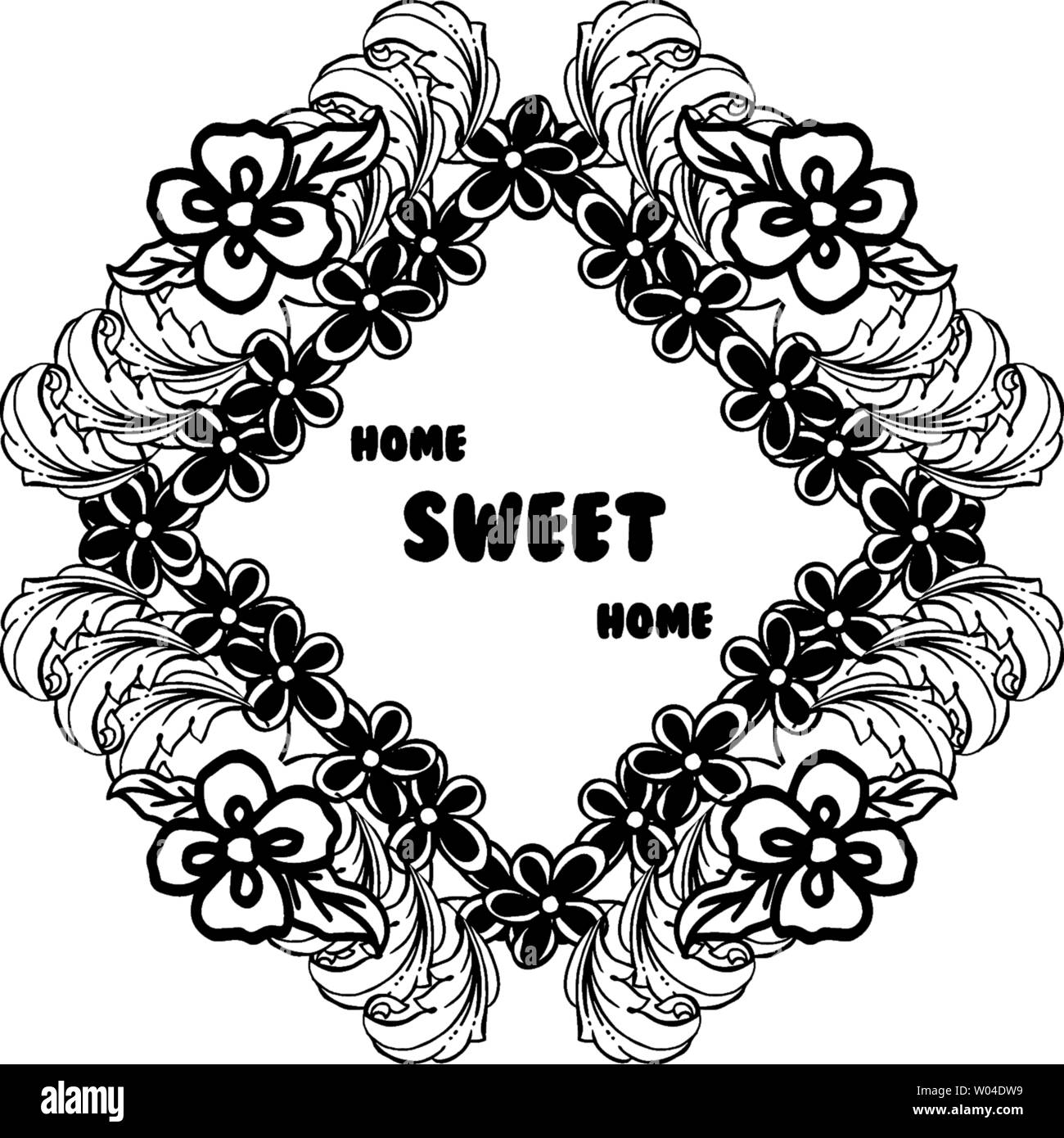 Vector illustration vintage flower frame for design modern home sweet ...