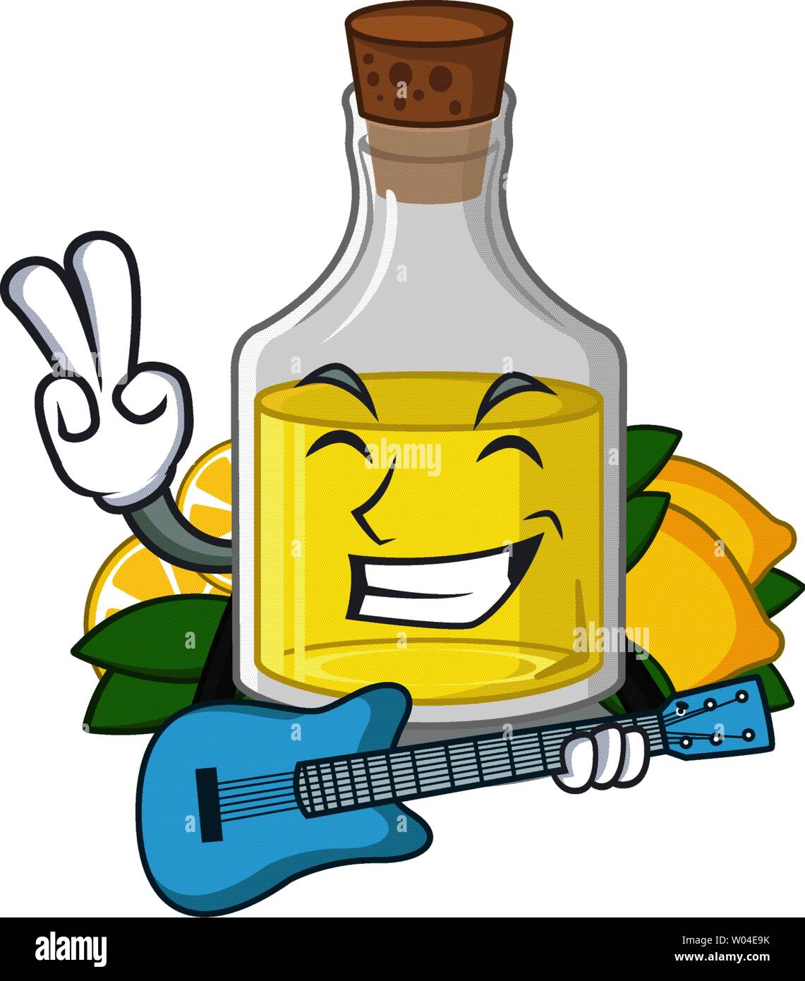 With guitar lemon oil isolated in the character Stock Vector Image