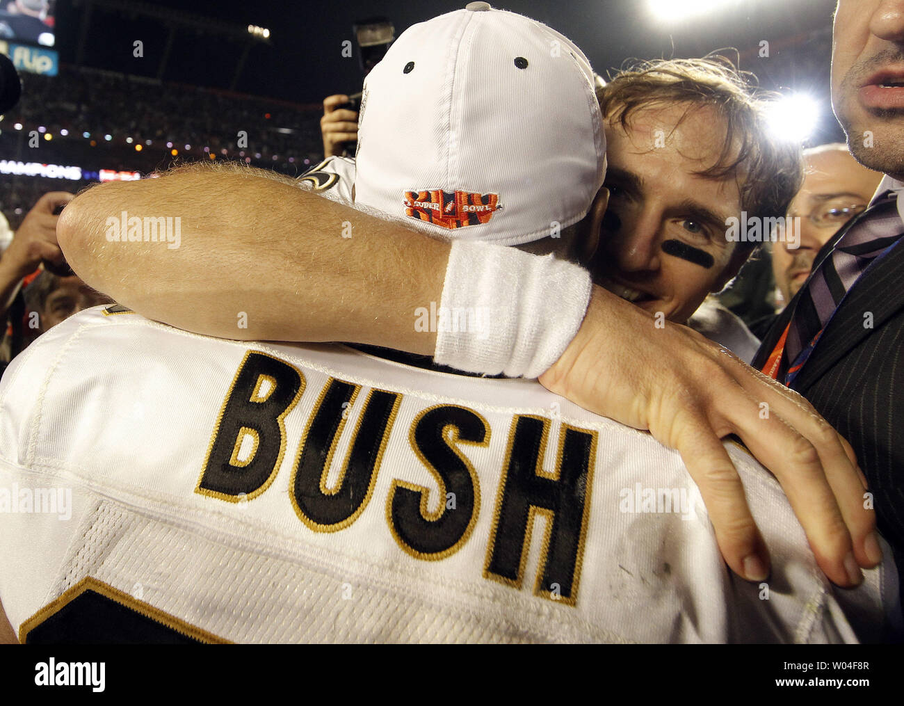 New Orleans Saints Drew Brees reacts after a 3rd quarter touchdown by Reggie  Bush at Giants Stadium in East Rutherford, New Jersey on December 24, 2006.  The New Orleans Saints defeated the