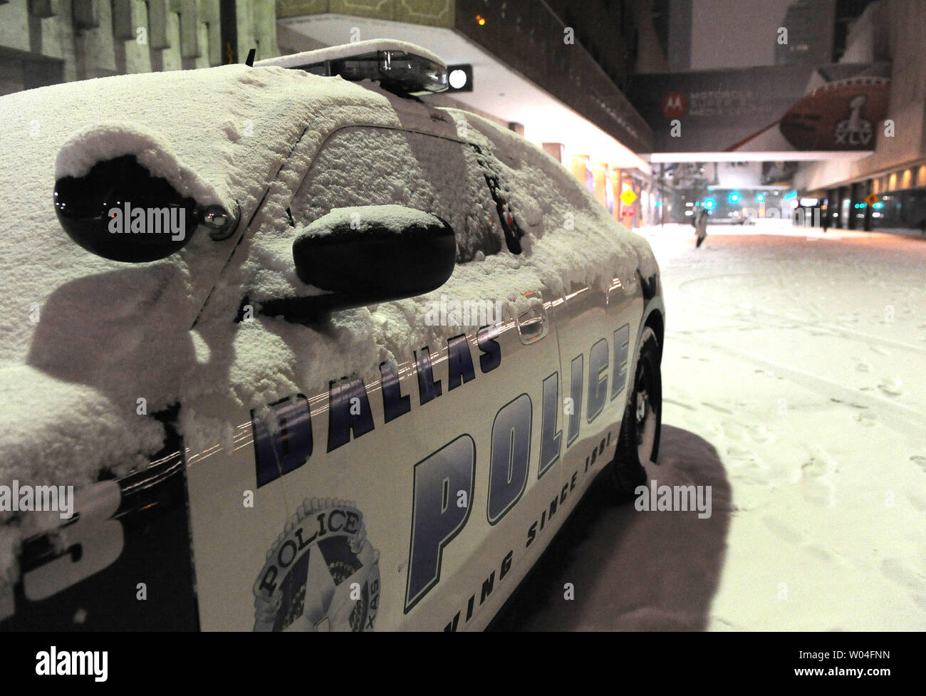 A Dallas Police Car Is Covered In Snow Outside The Super Bowl Xlv Media Center In Dallas Texas Just After Midnight On February 4 11 Snow Has Fallen Twice This Week Leaving