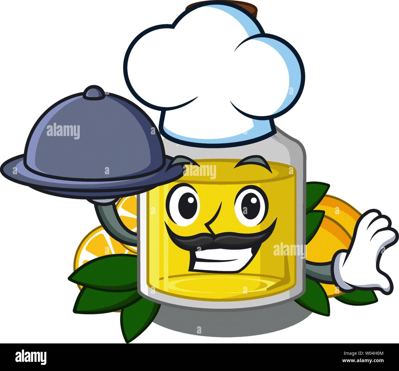 Chef with food lemon oil isolated in the character Stock Vector Image ...
