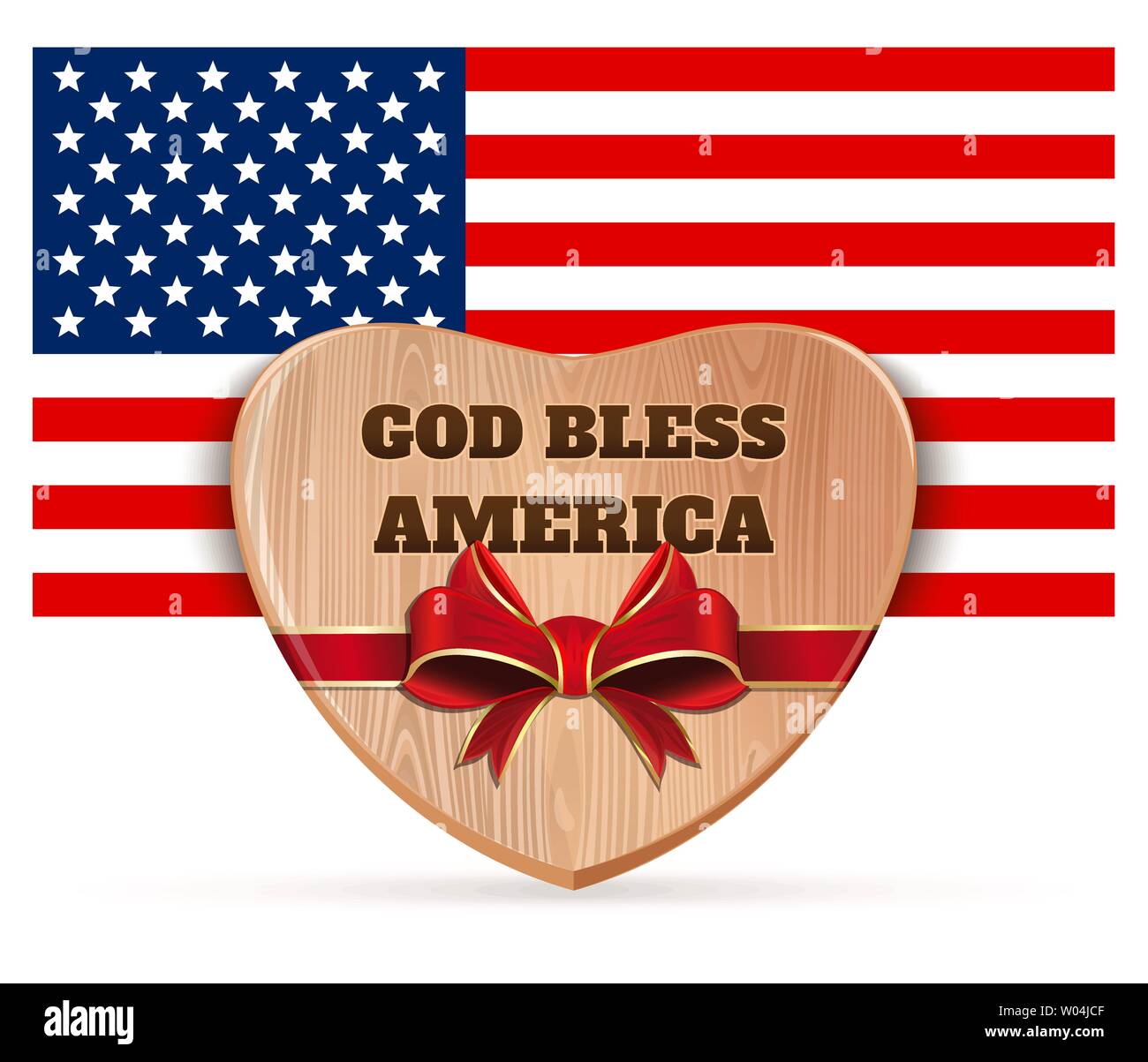 God bless America. Wooden heart against the background of the US flag.  Patriotic USA design. Vector illustration Stock Vector Image & Art - Alamy