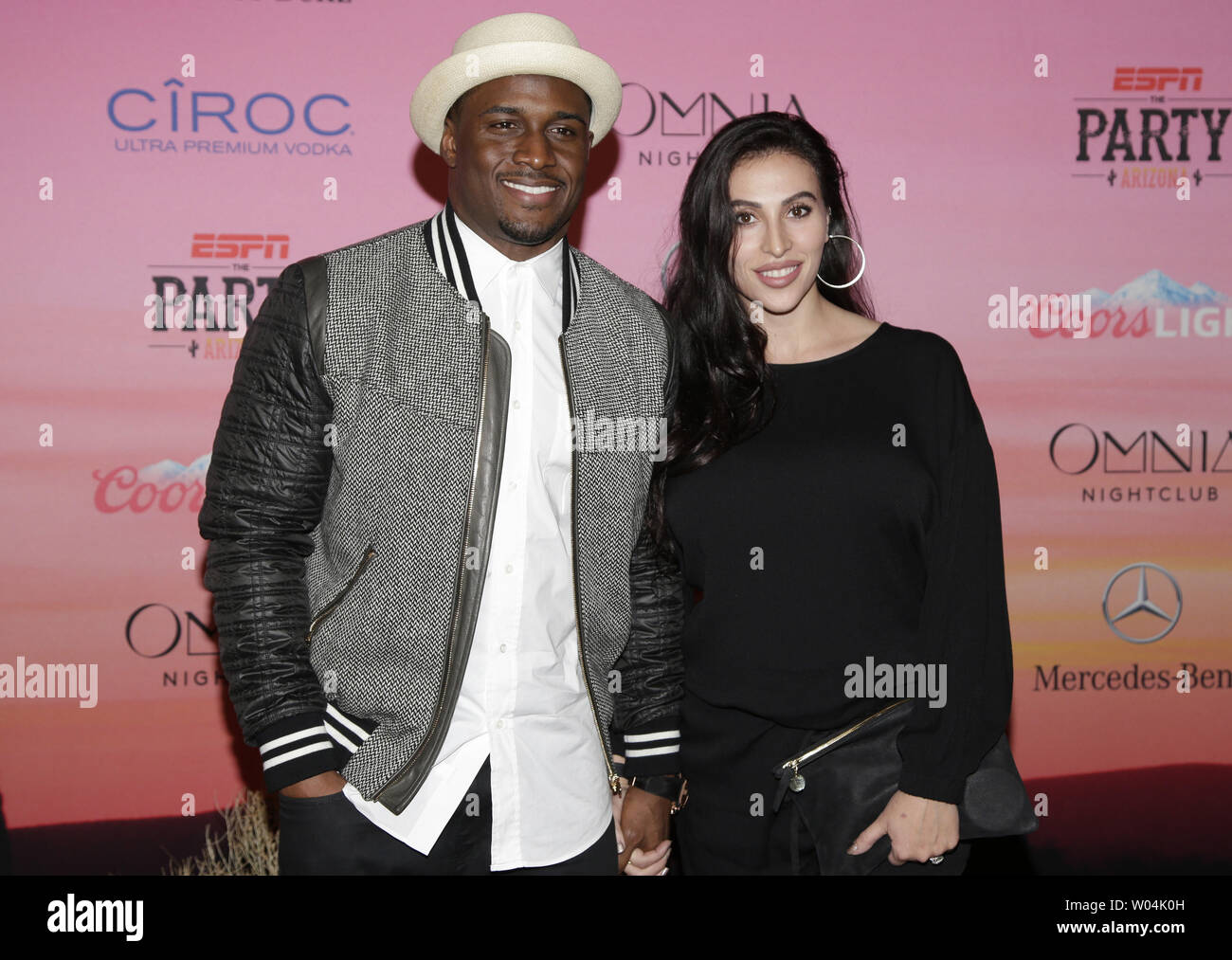 Reggie Bush and Lilit Avagyan arrive on the red carpet at ESPN The Party, one of the events leading up to Super Bowl XLIX, in Scottsdale, AZ on January 30, 2015. Super Bowl XLIV will feature the Seattle Seahawks and the New England Patriots on February 1st at University of Phoenix Stadium in Glendale, Arizona.        Photo by John Angelillo/UPI Stock Photo