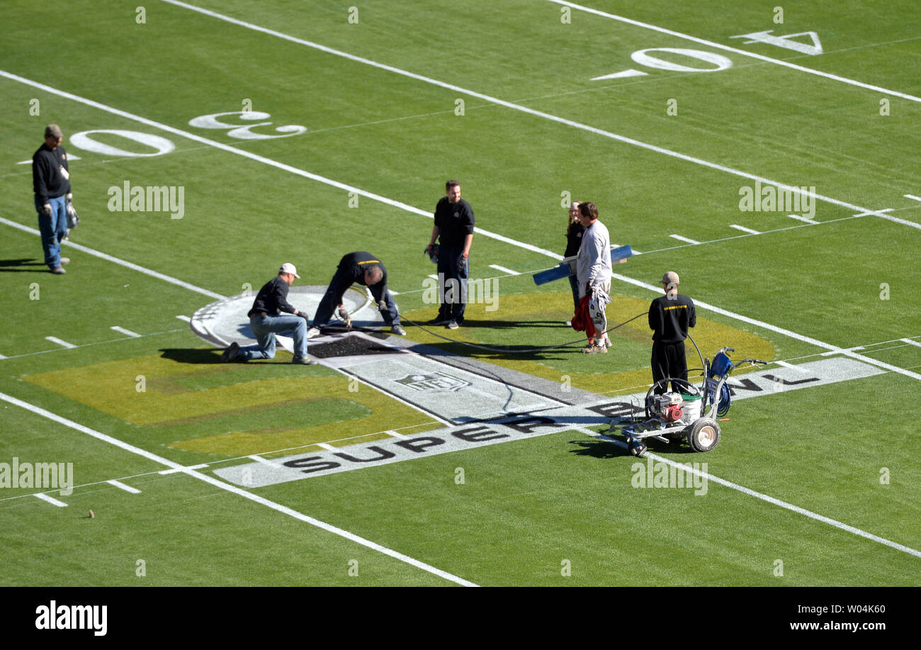 Broncos end zone painted first for Super Bowl 50 at Levi's Stadium