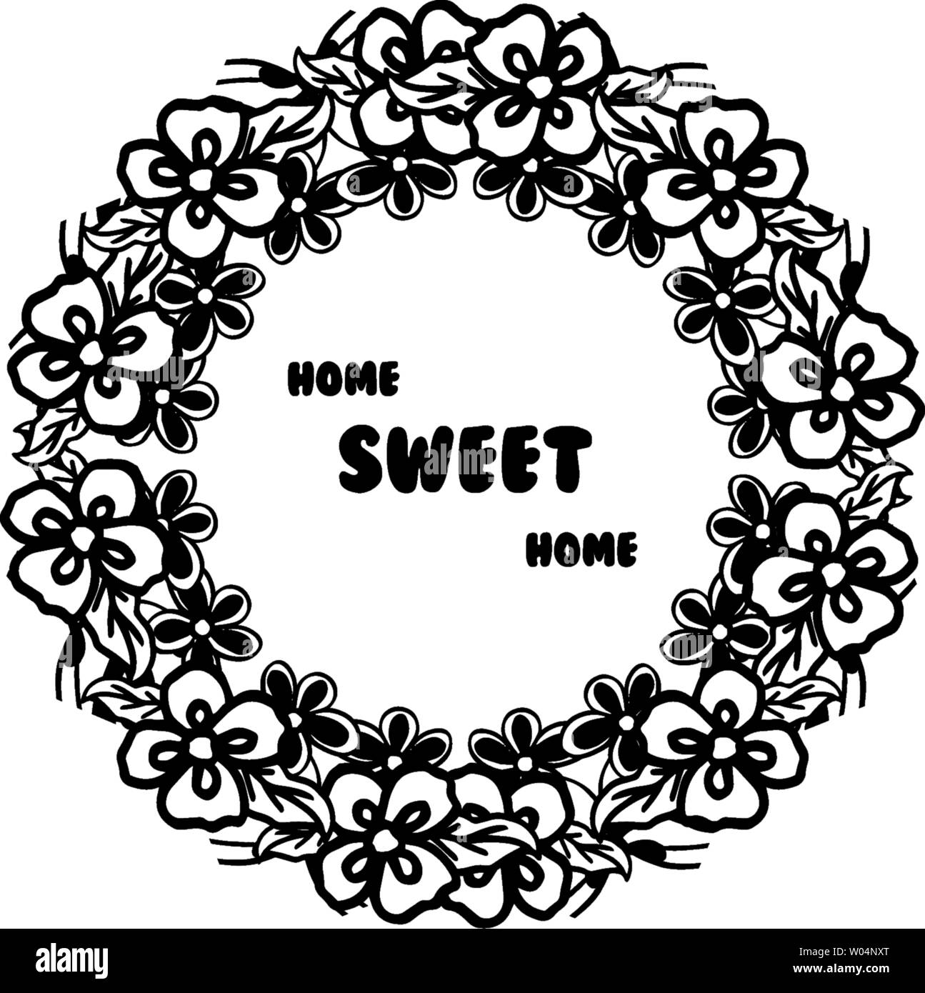 Vector illustration design modern home sweet home with cute flower ...