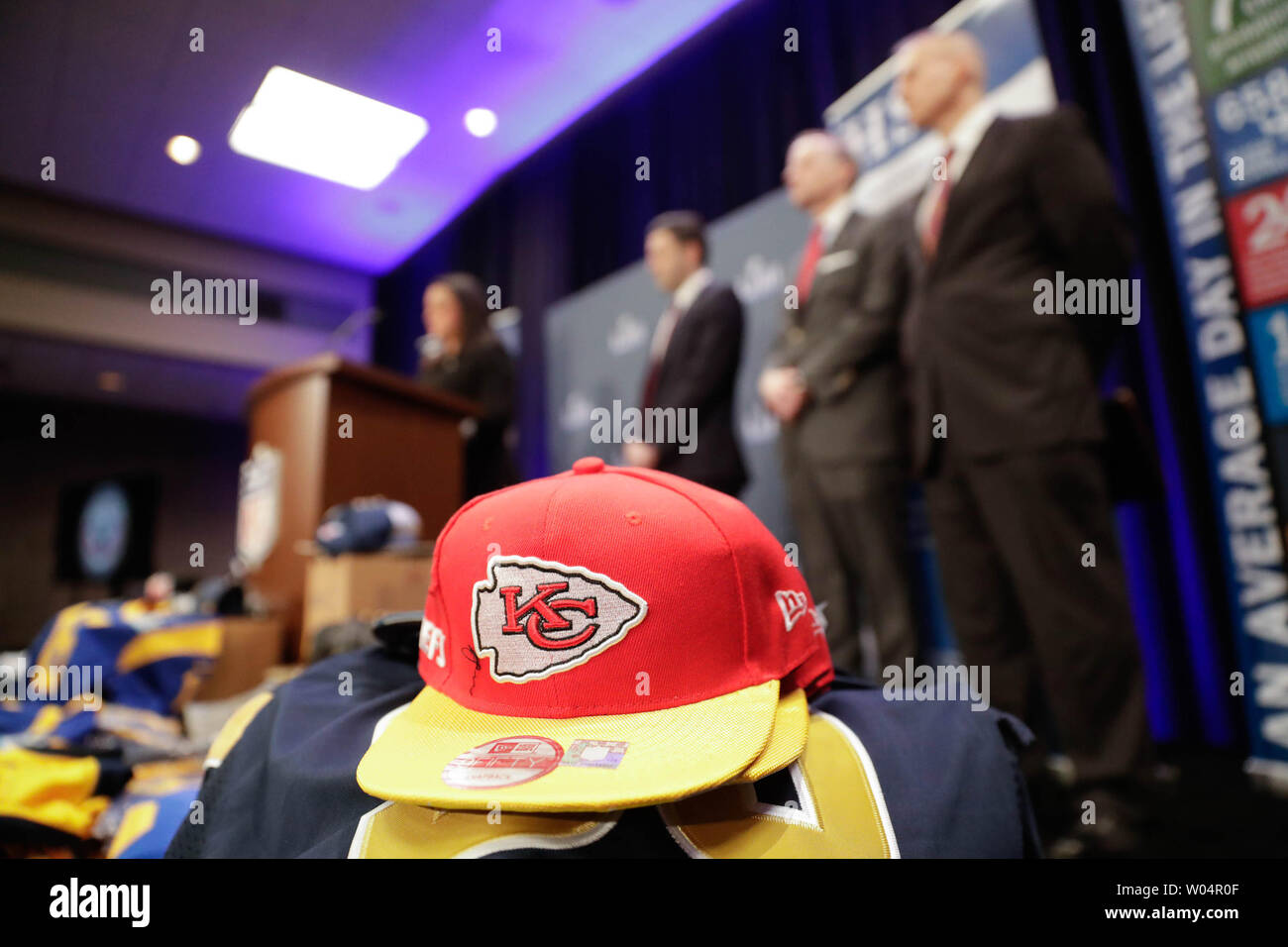 Authentic Super Bowl tickets are displayed at a Super Bowl LIII counterfeit  merchandise and tickets press conference at the Georgia World Congress  Center 4 days before Super Bowl LIII on January 31