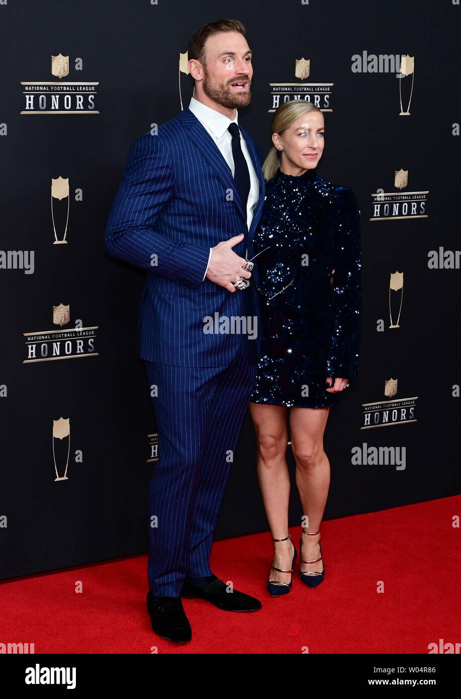2018 NFL Man of the Year finalist Chris Long of the Philadelphia Eagles  arrives on the red carpet at the Fox Theatre for the NFL Honors during Super  Bowl LIII week in