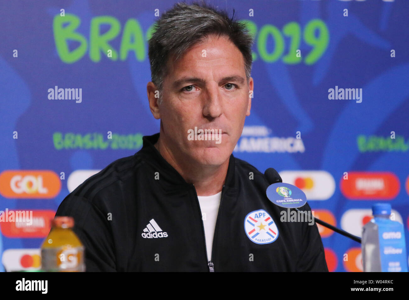 Porto Alegre, Brazil. 26th June, 2019. pzress conference of Brazil at CT President Luiz Carvalho as Head coach Eduardo Berizzo of Paraguya speaks to the press ahead of their game versus Brazil on 28th June Credit: Action Plus Sports/Alamy Live News Stock Photo