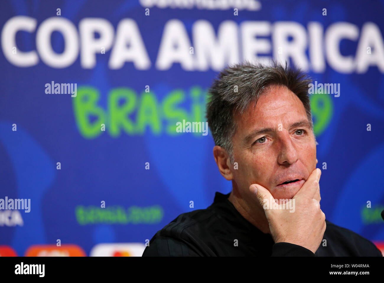Porto Alegre, Brazil. 26th June, 2019. pzress conference of Brazil at CT President Luiz Carvalho as Head coach Eduardo Berizzo of Paraguya speaks to the press ahead of their game versus Brazil on 28th June Credit: Action Plus Sports/Alamy Live News Stock Photo