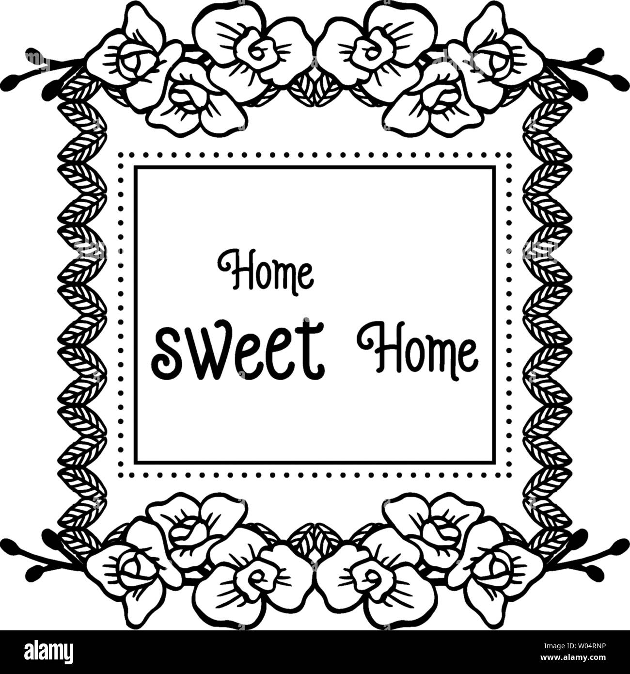 Vector illustration decoration banner home sweet home with ornament ...