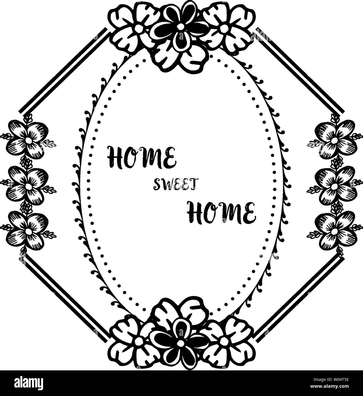 Vector illustration decoration banner home sweet home with ornament ...