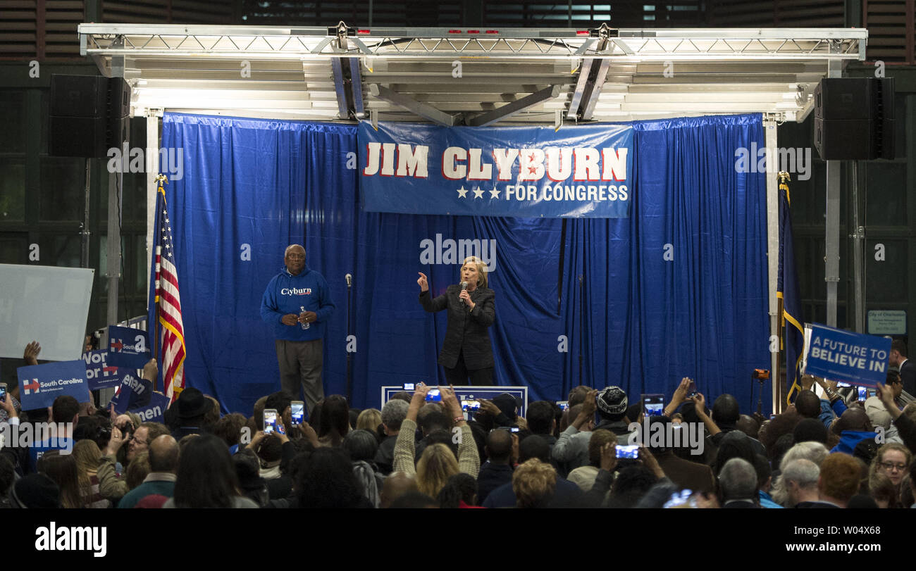 Democratic presidential candidate Hillary Clinton speaks at the James Clyburn Fish Fry in Charleston, South Carolina on January 17, 2106. Photo by Kevin Dietsch/UPI Stock Photo