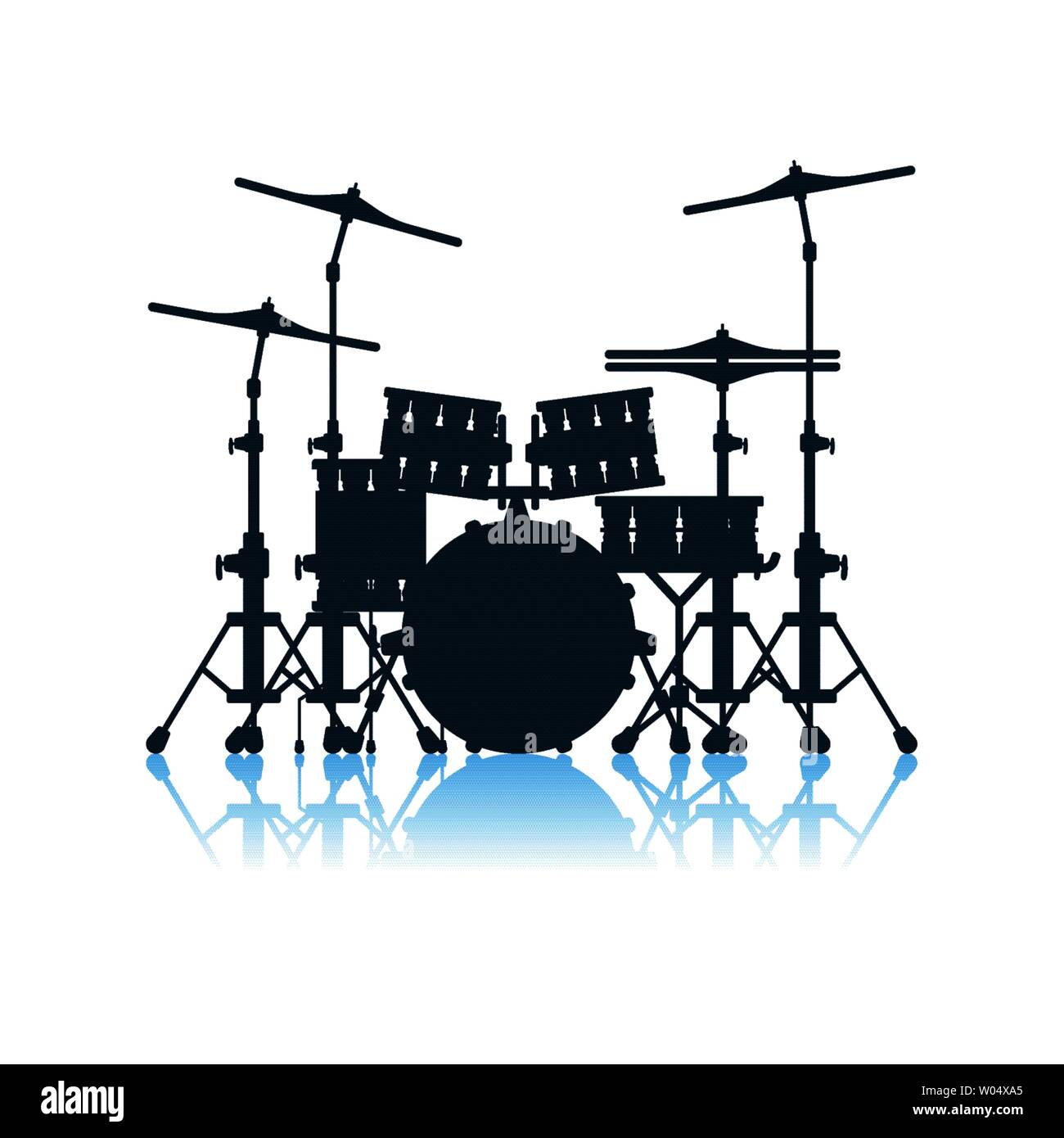 Drum Set Icon. Shadow Reflection Design. Vector Illustration Stock