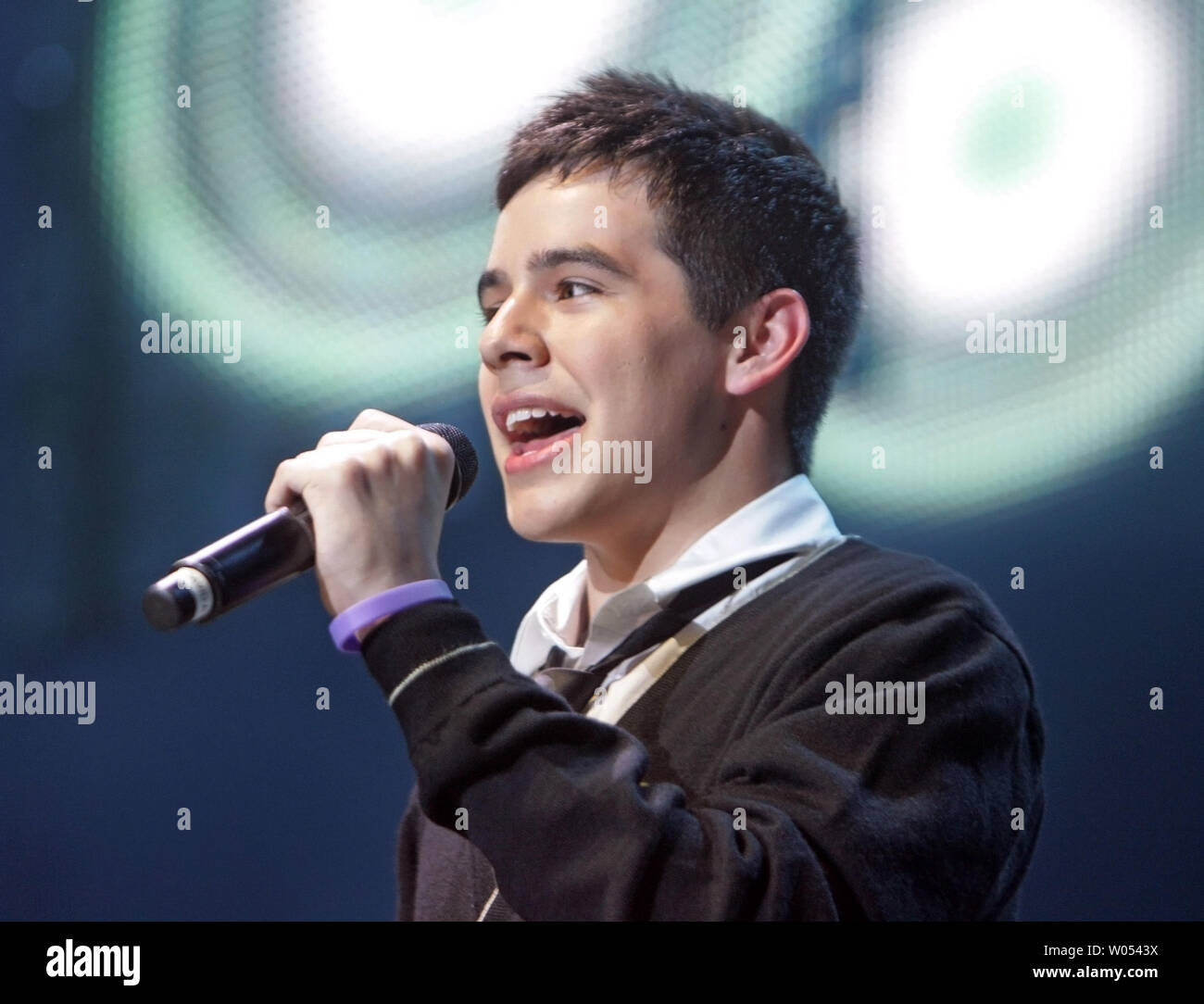 American Idol runner-up David Archuleta performs as part of the 'American Idols Live! Tour 2008' at the San Diego Sports Arena on July 2, 2008.   (UPI Photo/Roger Williams) Stock Photo