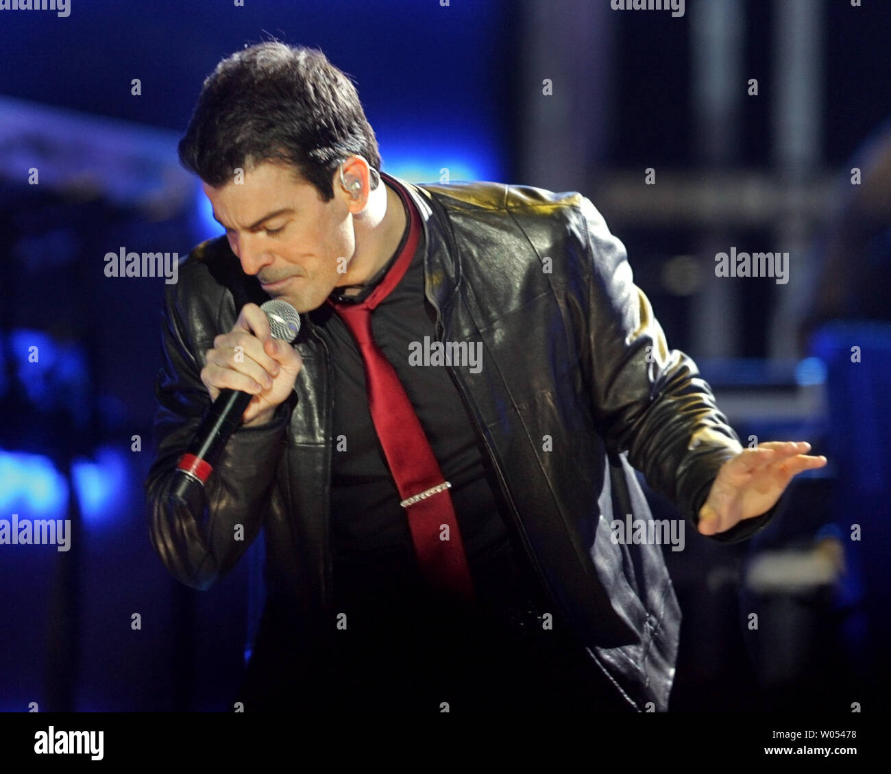 Jordan Knight of New Kids on the Block performs in concert at San Diego State University's Cox Arena on November 25, 2008.   (UPI Photo/Roger Williams) Stock Photo