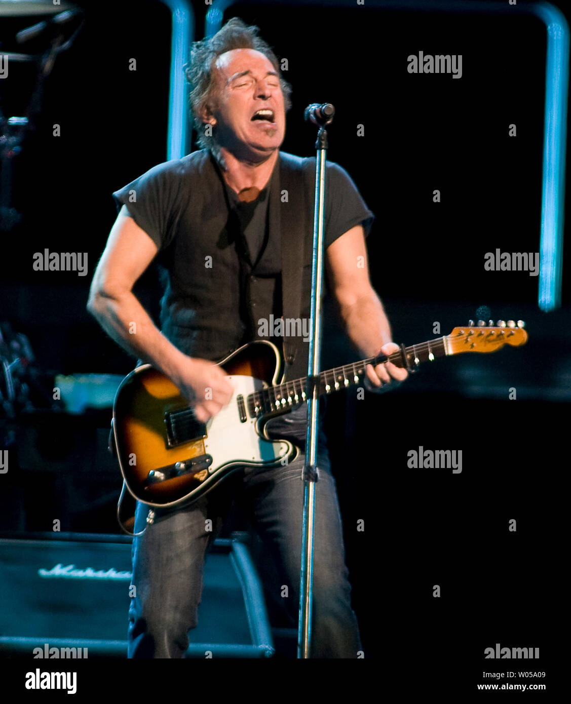 Bruce Springsteen and the E Street Band performs "Radio Nowhere" from the  Magic Album at the Key Arena in Seattle on March 29, 2008. The band is  performing 55 tour dates that