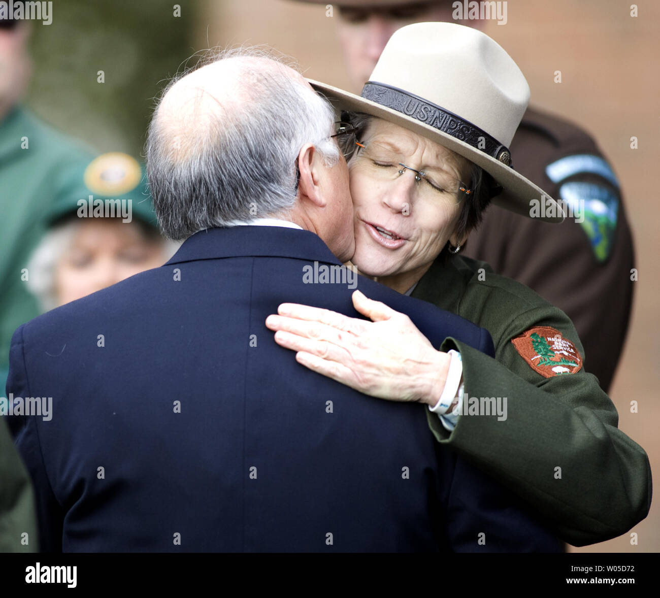 Secretary Of The Interior Ken Salazar Hugs A National Park