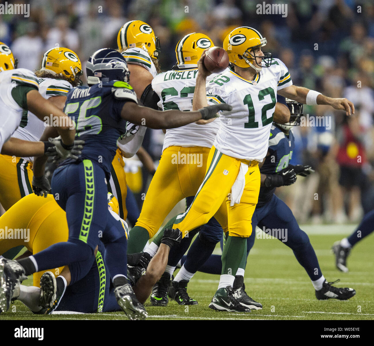 Green Bay Packers quarterback Aaron Rodgers throws during the first quarter  against the New England Patriots at Lambeau Field on November 30, 2014 in  Green Bay, Wisconsin. UPI/Brian Kersey Stock Photo - Alamy