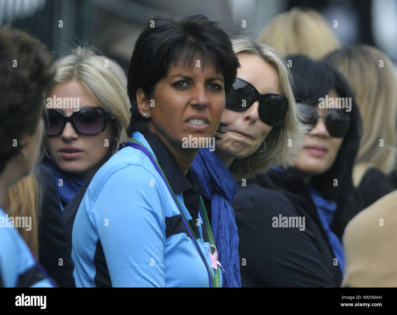 Wives of the International team watch their husbands tee off the 1st tee during the second round of The Presidents Cup at Harding Park Golf Course in San Francisco, California on October 9, 2009.    UPI/Kevin Dietsch Stock Photo